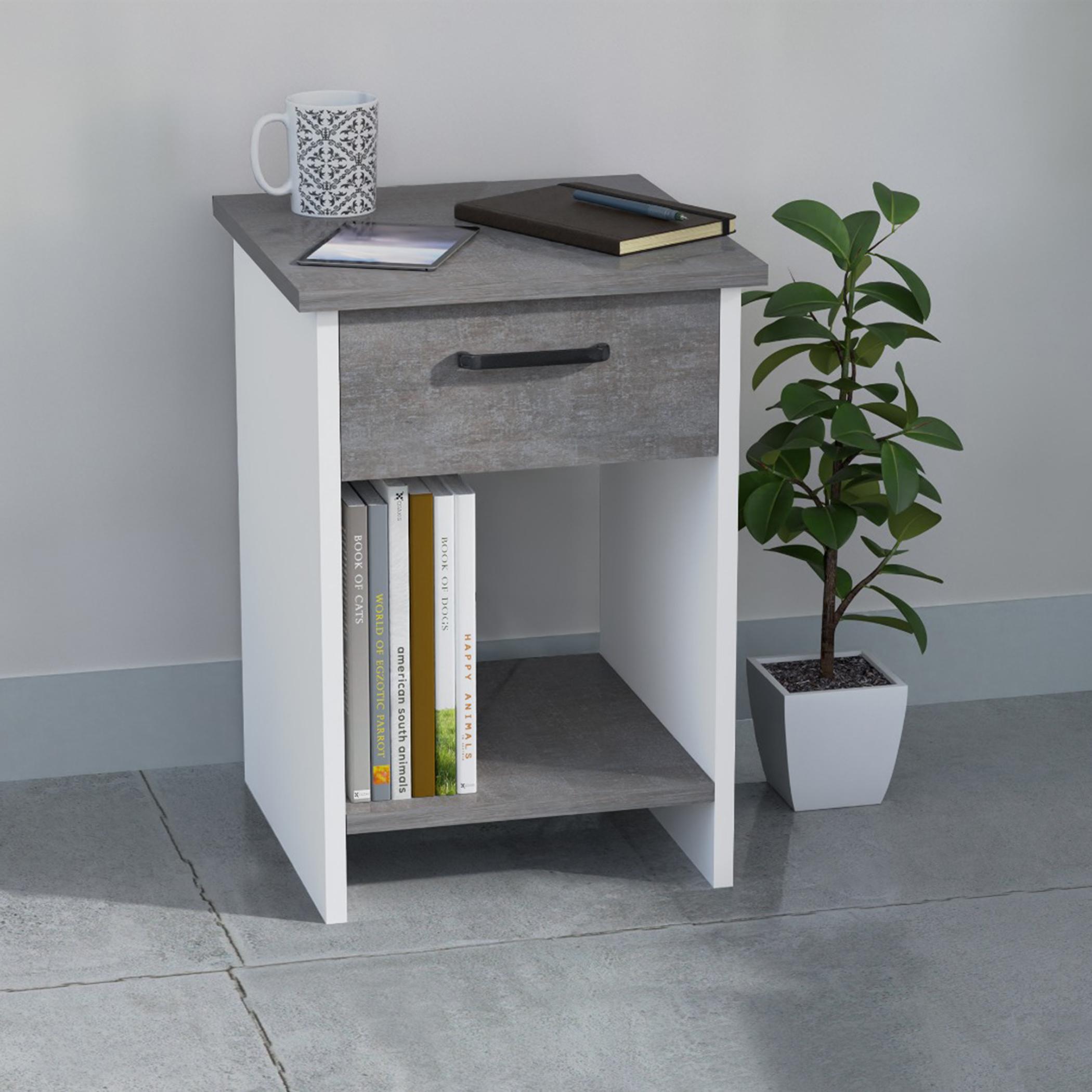 Modern Night Stand with Drawer and Storage Shelf - 40x40x56 cm-furniture-bedroom-nightstands-image-2