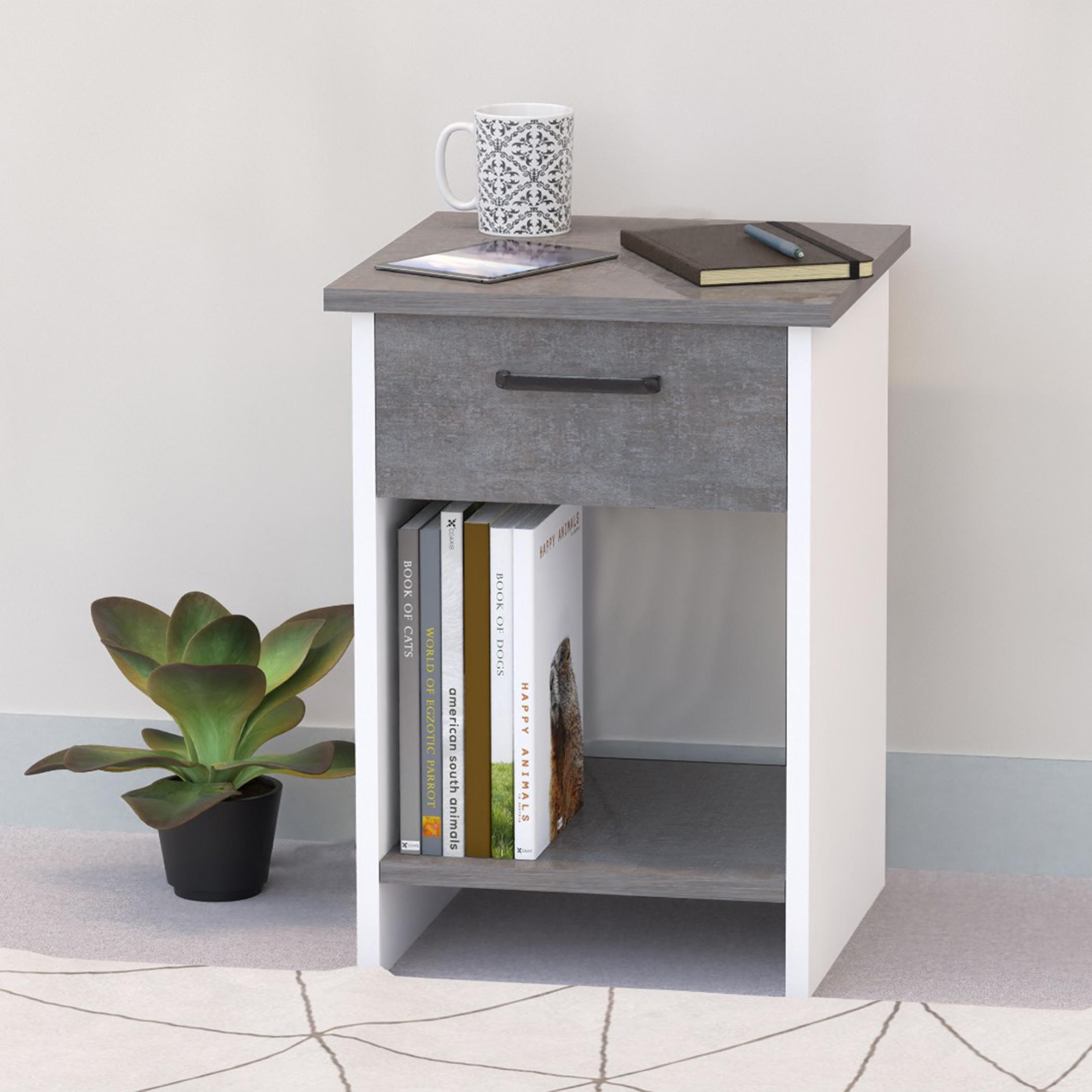 Modern Night Stand with Drawer and Storage Shelf - 40x40x56 cm-furniture-bedroom-nightstands-image-4