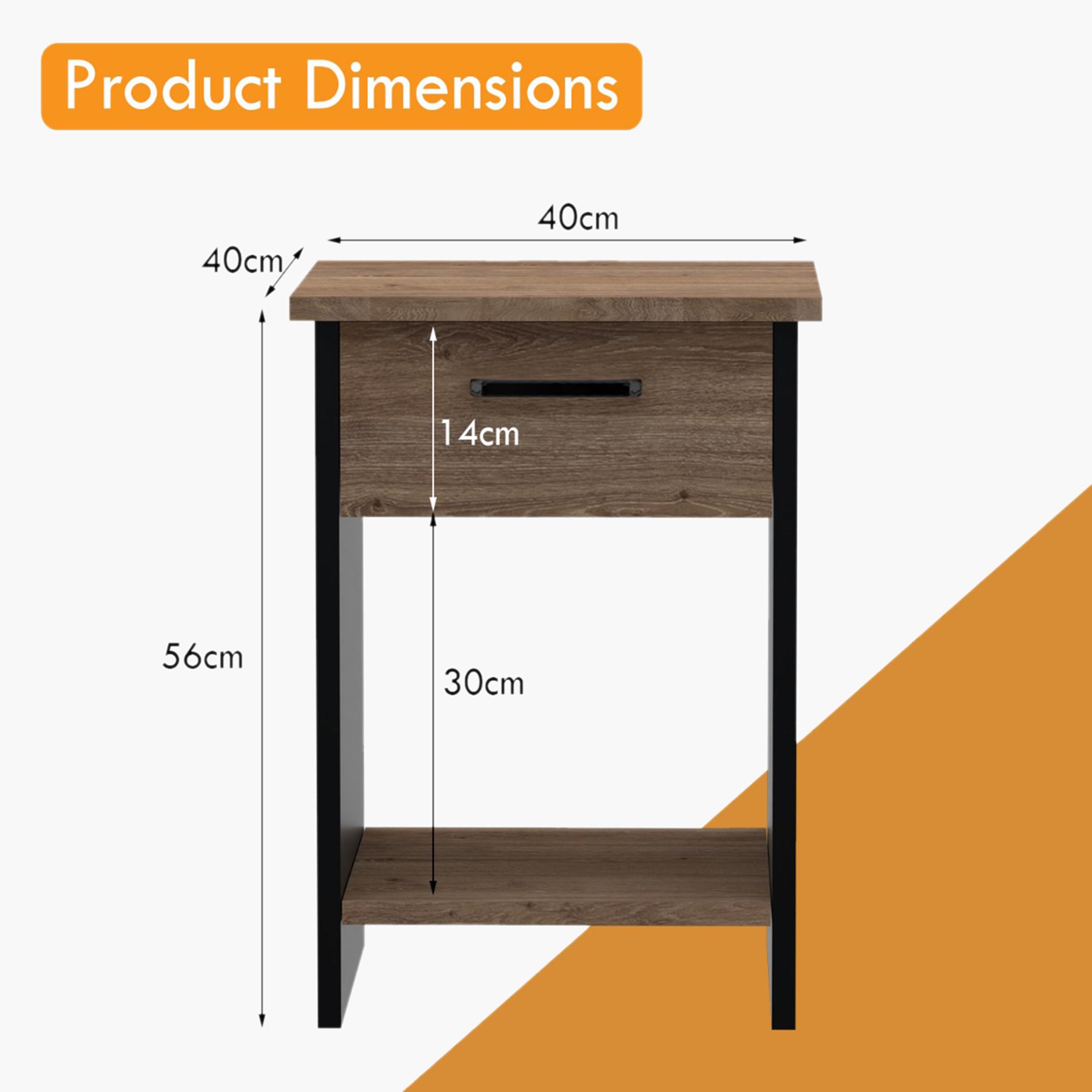 Wooden Nightstand with Drawer - 40x40x56 cm-furniture-bedroom-nightstands-image-5