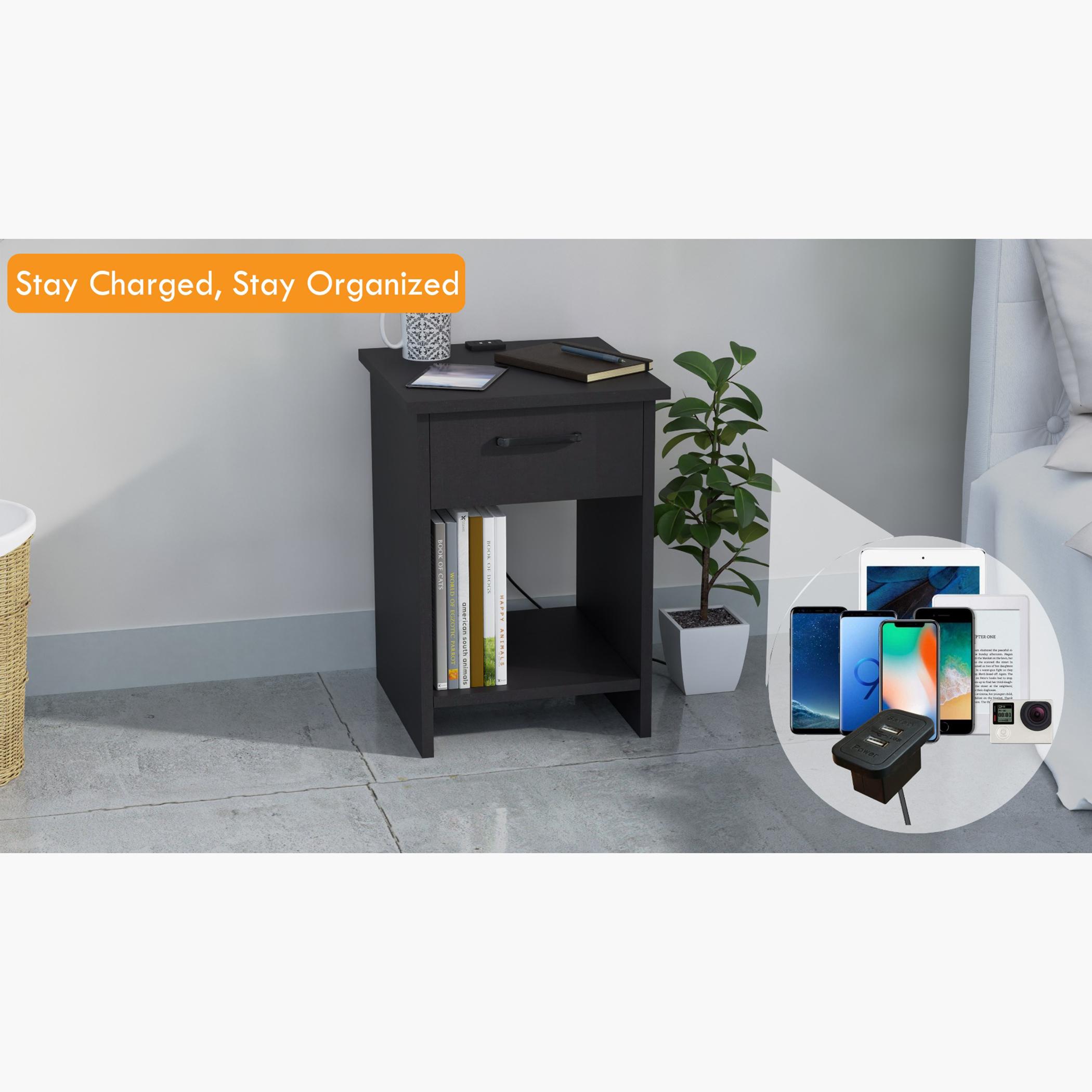 Modern Nightstand with USB Charger Port - 56x40x40 cms-furniture-bedroom-nightstands-image-2
