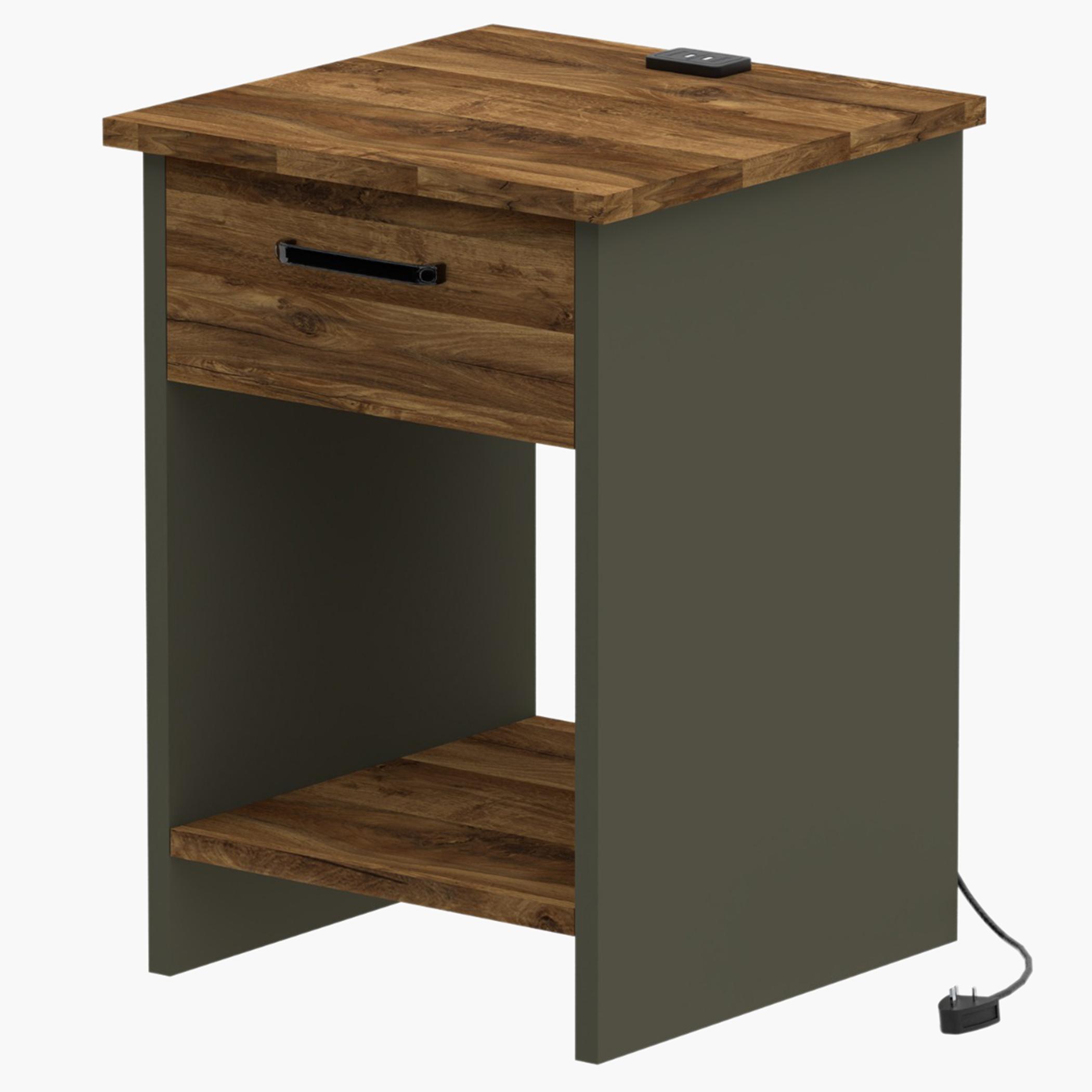 طاولة جانبية مع درج وشاحن يو إس بي مودرن من ماهماي - 40x40x56 سم-furniture-bedroom-nightstands-image-1