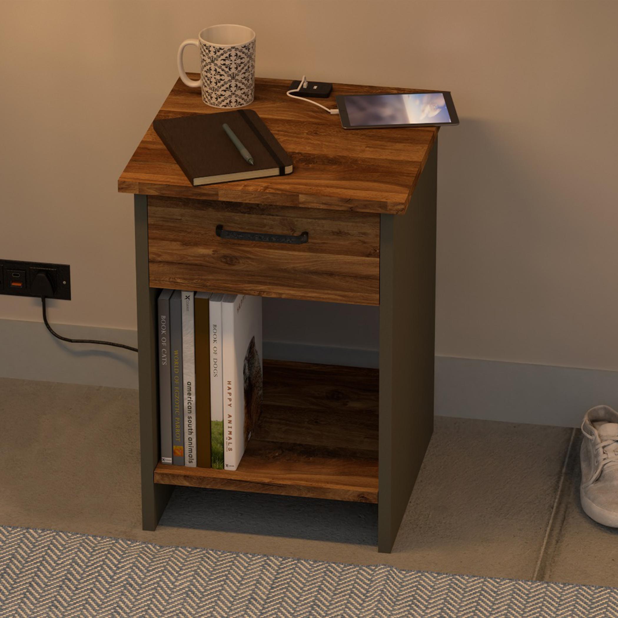طاولة جانبية مع درج وشاحن يو إس بي مودرن من ماهماي - 40x40x56 سم-furniture-bedroom-nightstands-image-3