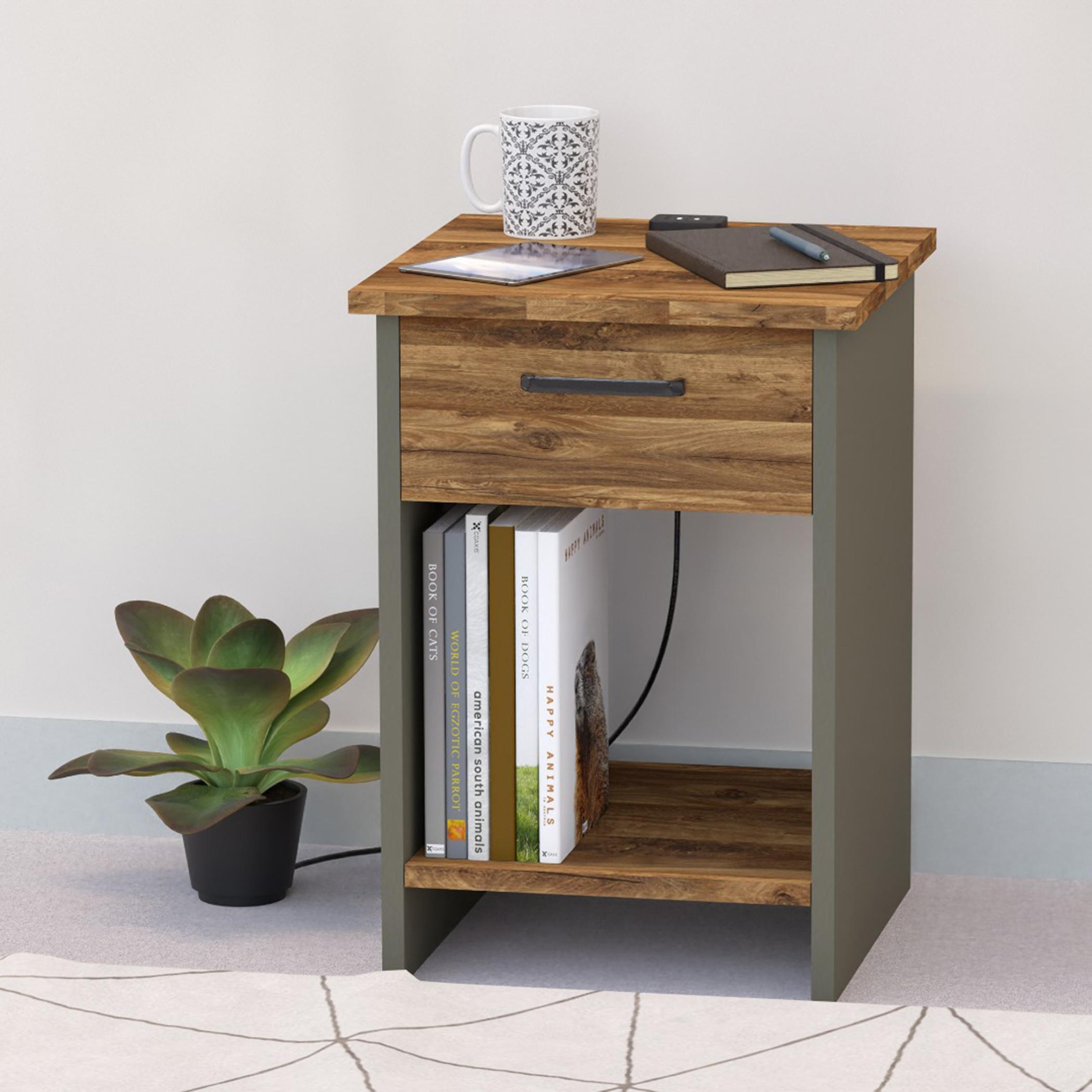 طاولة جانبية مع درج وشاحن يو إس بي مودرن من ماهماي - 40x40x56 سم-furniture-bedroom-nightstands-image-4