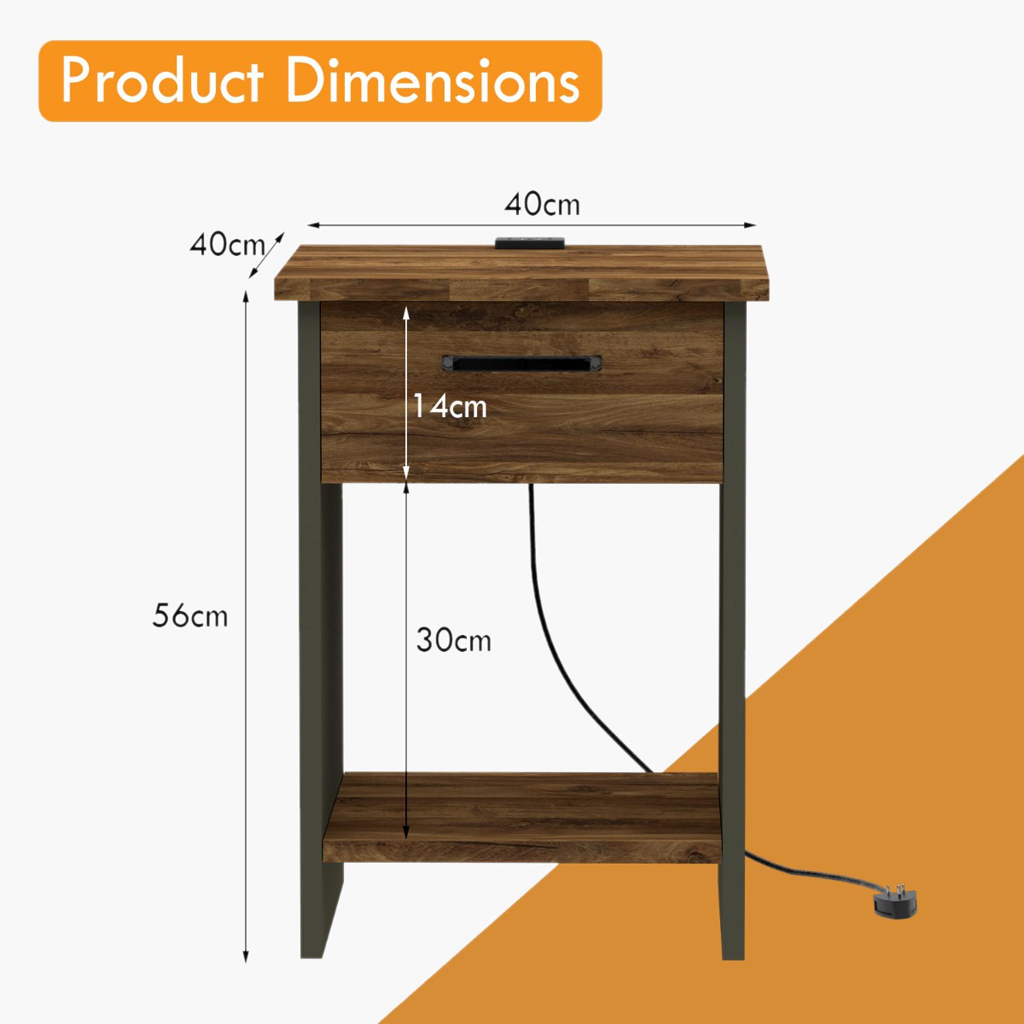 طاولة جانبية مع درج وشاحن يو إس بي مودرن من ماهماي - 40x40x56 سم-furniture-bedroom-nightstands-image-5