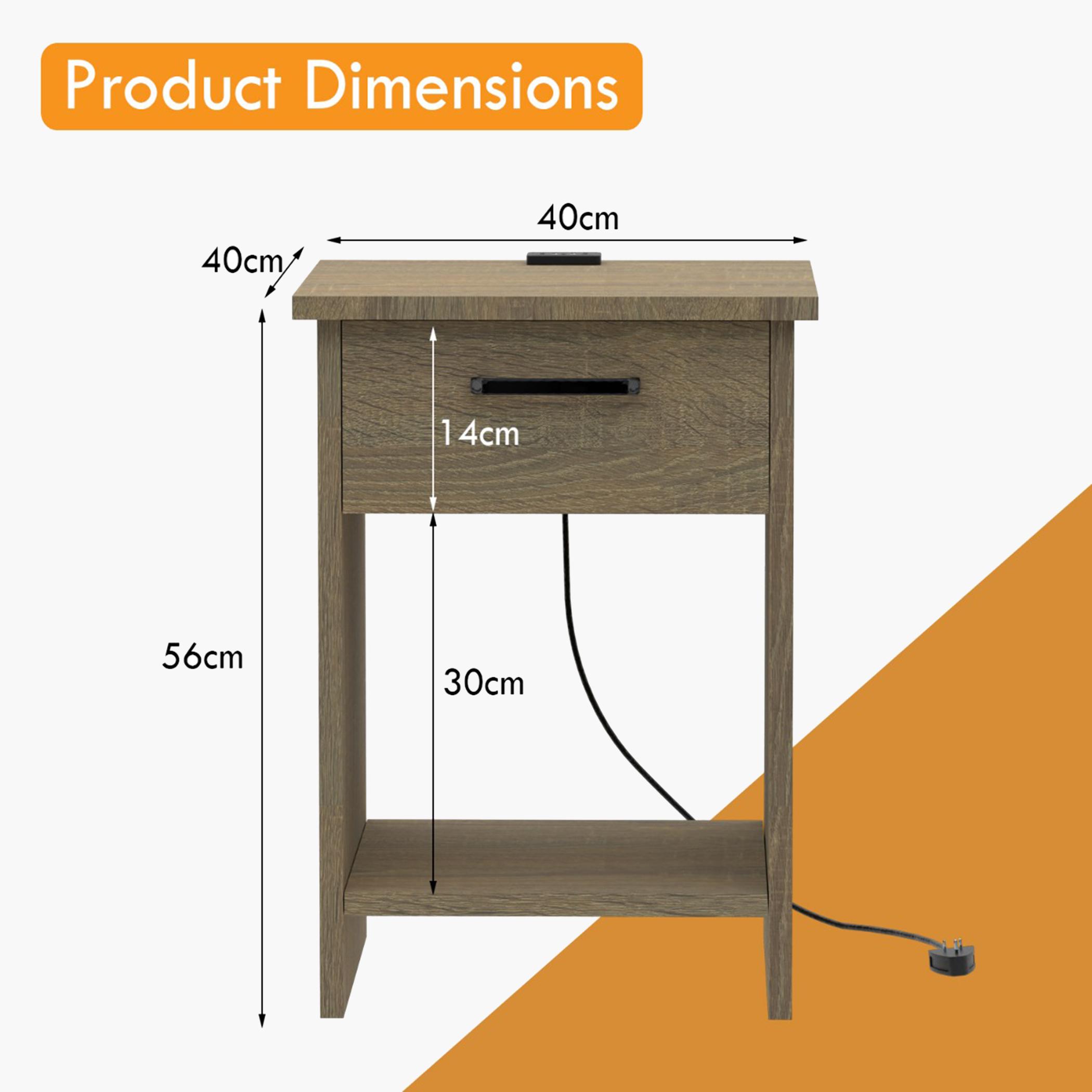 Modern Nightstand with USB Charger Port - 56x40x40 cms-furniture-bedroom-nightstands-image-5