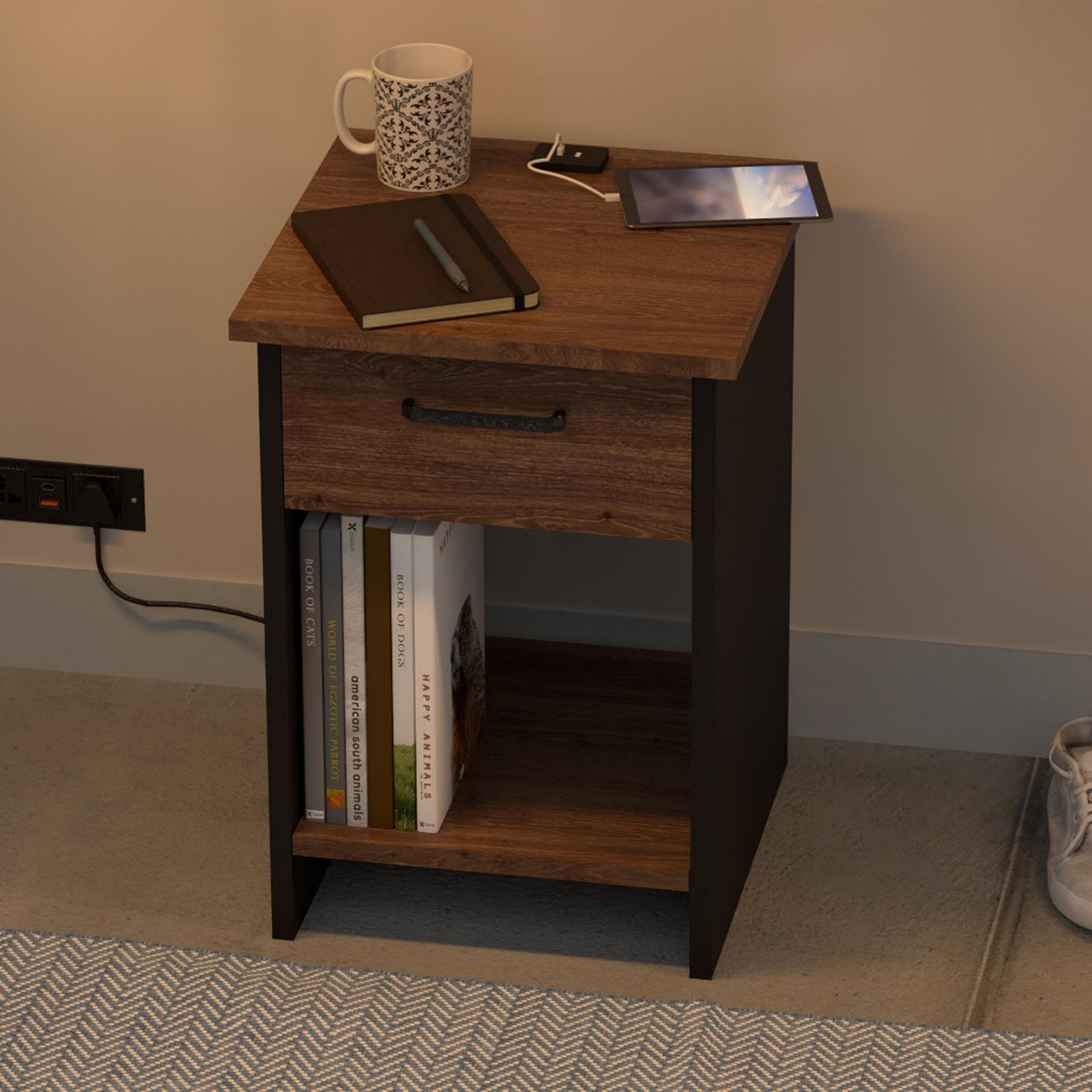 Modern Night Stand with USB Charger and Drawer - 40x40x56 cm-furniture-bedroom-nightstands-image-3