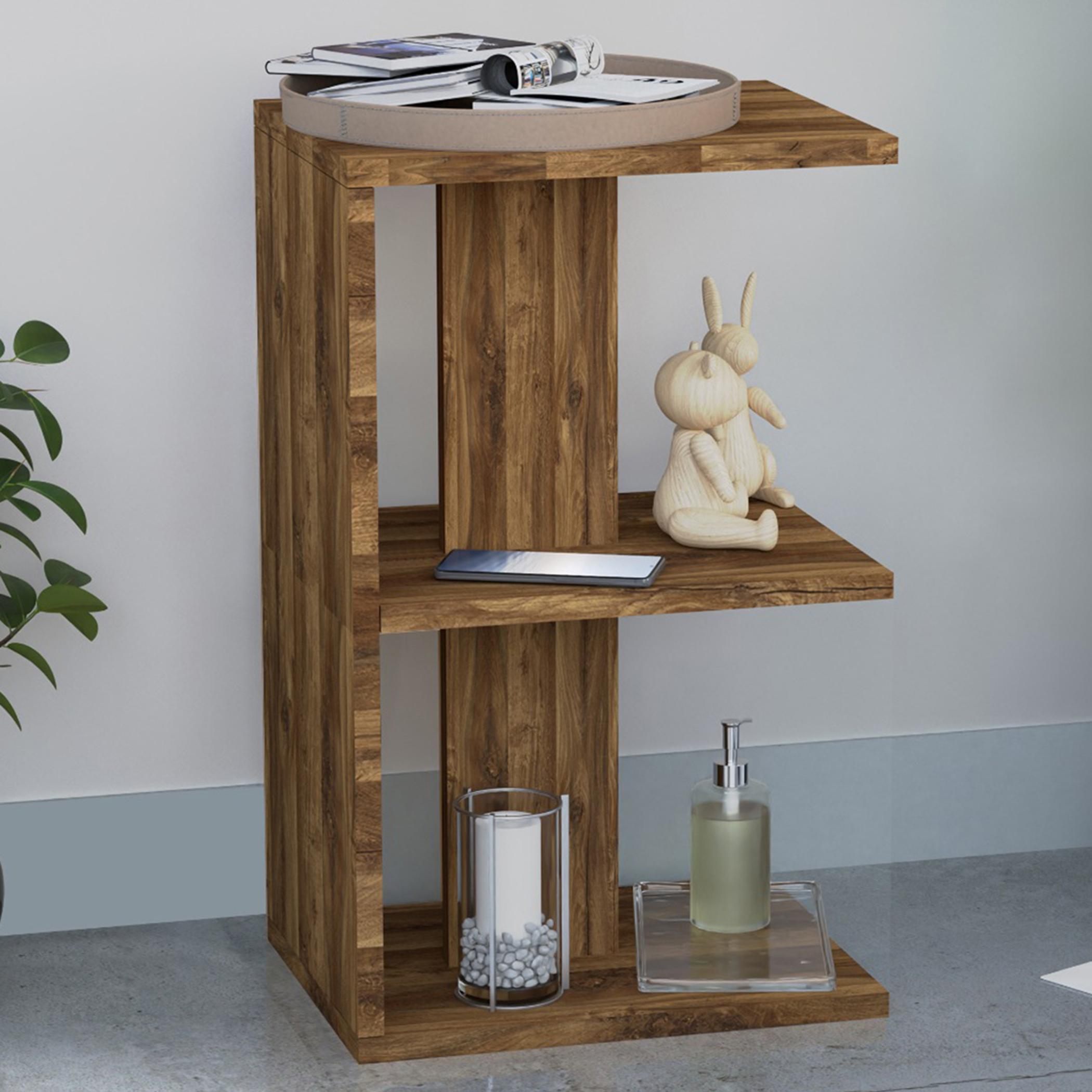 E-Shape Wooden Top Side Table - 38x30x62 cm-furniture-bedroom-nightstands-image-2