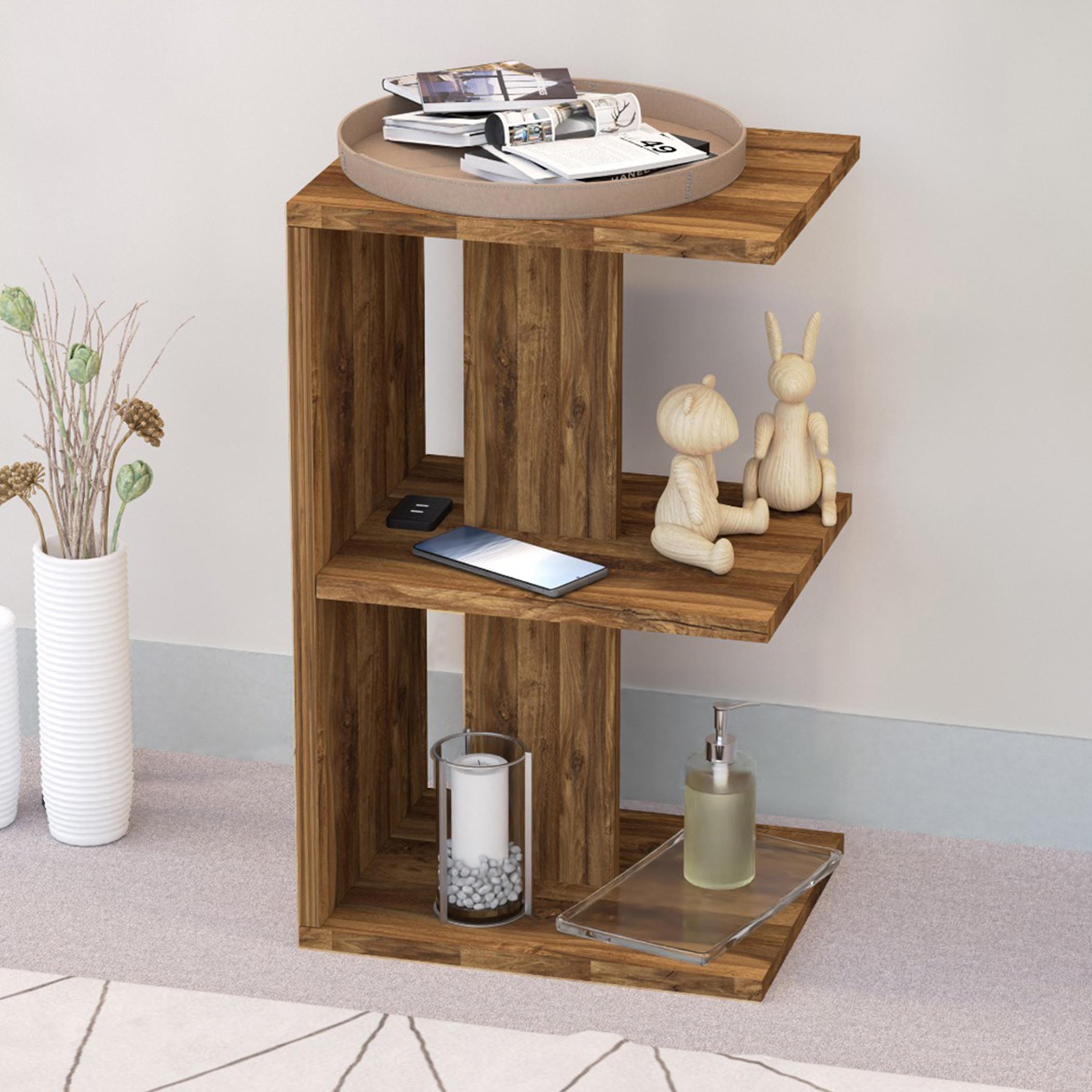 E-Shape Wooden Top Side Table - 38x30x62 cm-furniture-bedroom-nightstands-image-4