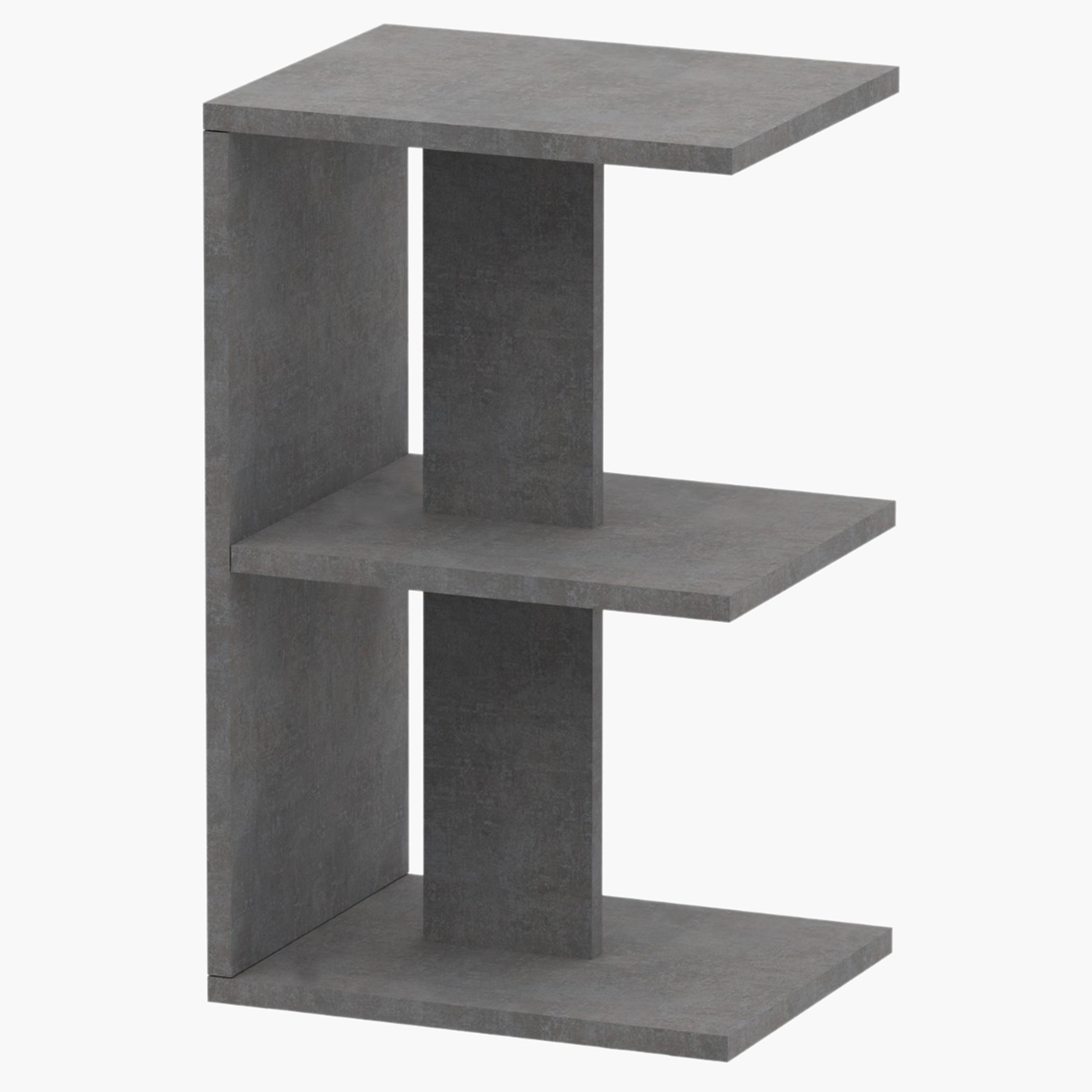 Wooden E-Shape Nightstand with Shelves - 38x30x62 cm-furniture-bedroom-nightstands-image-1