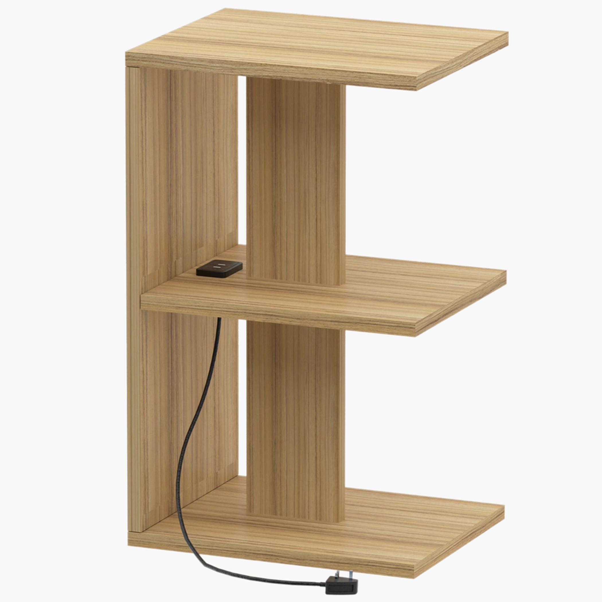 Modern E-Shape Nightstand with USB Port - 38x30x62 cm-furniture-bedroom-nightstands-image-1