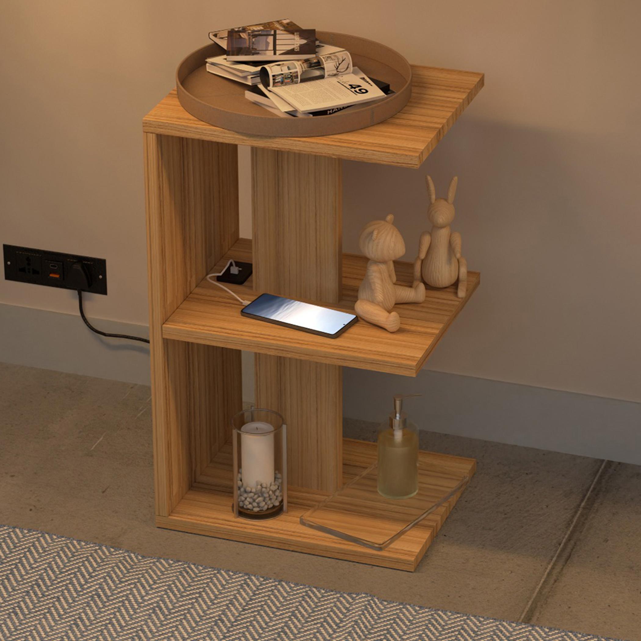 Modern E-Shape Nightstand with USB Port - 38x30x62 cm-furniture-bedroom-nightstands-image-3