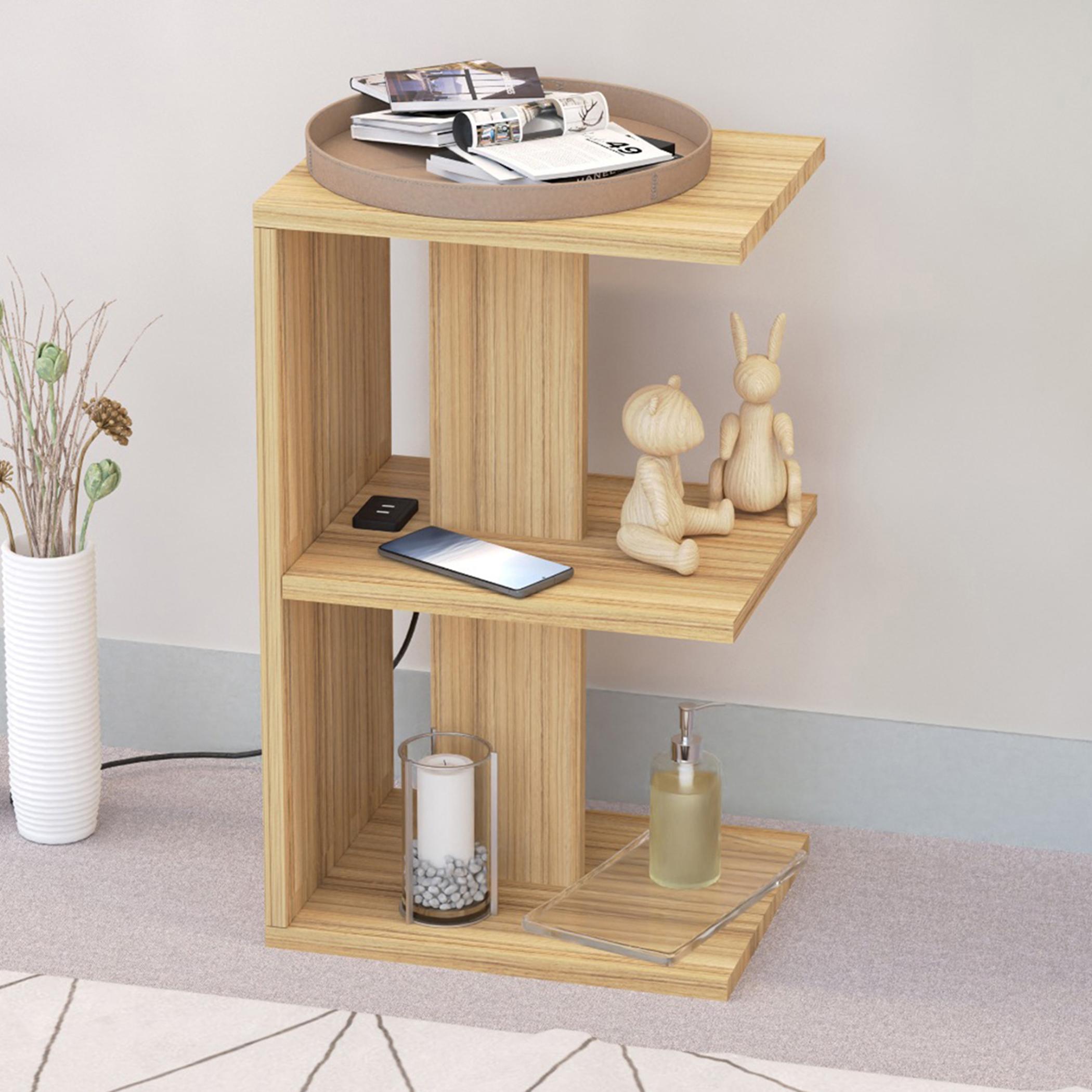 Modern E-Shape Nightstand with USB Port - 38x30x62 cm-furniture-bedroom-nightstands-image-4
