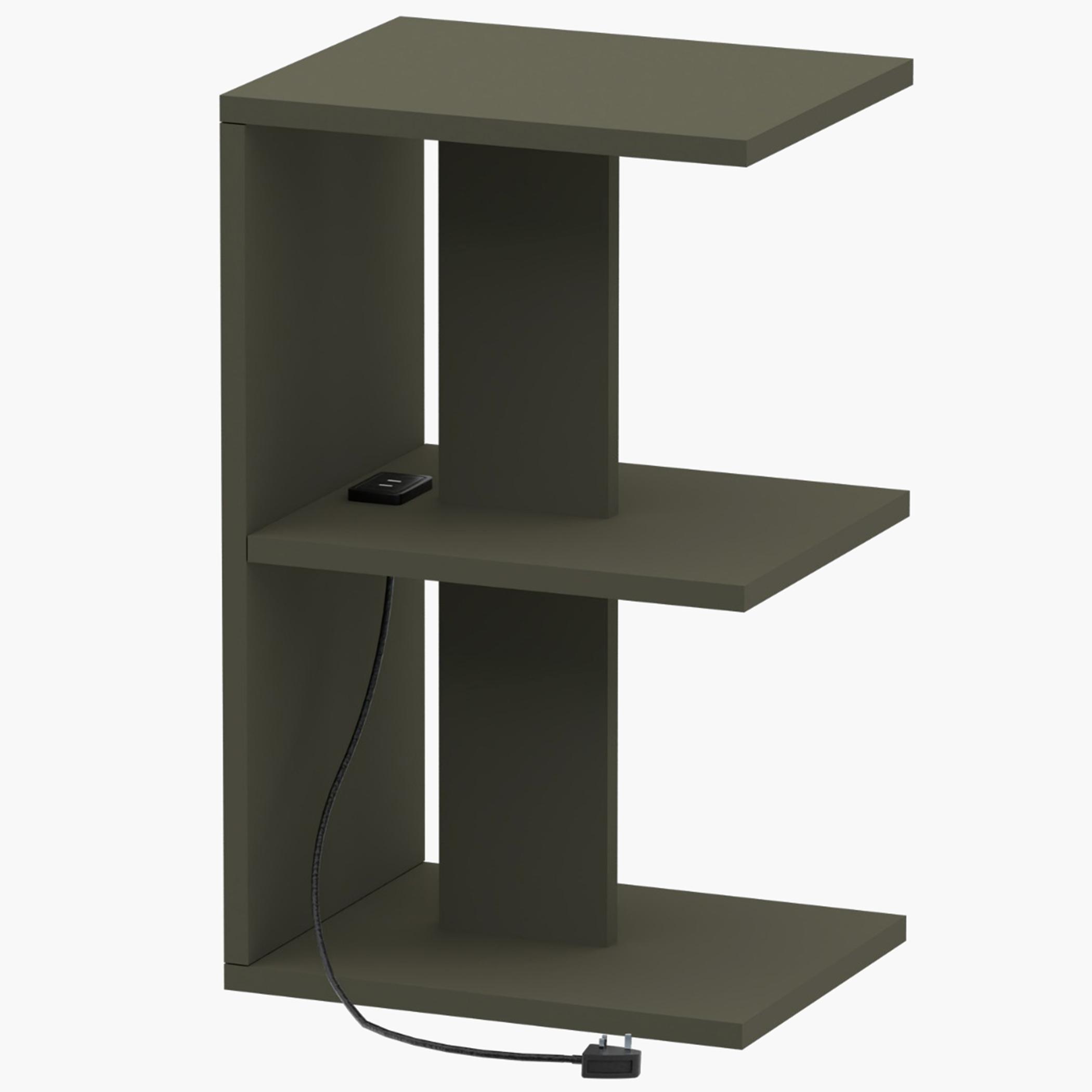 E-Shape Wooden Top Side Table with USB Port - 38x30x62 cm-furniture-bedroom-nightstands-image-1