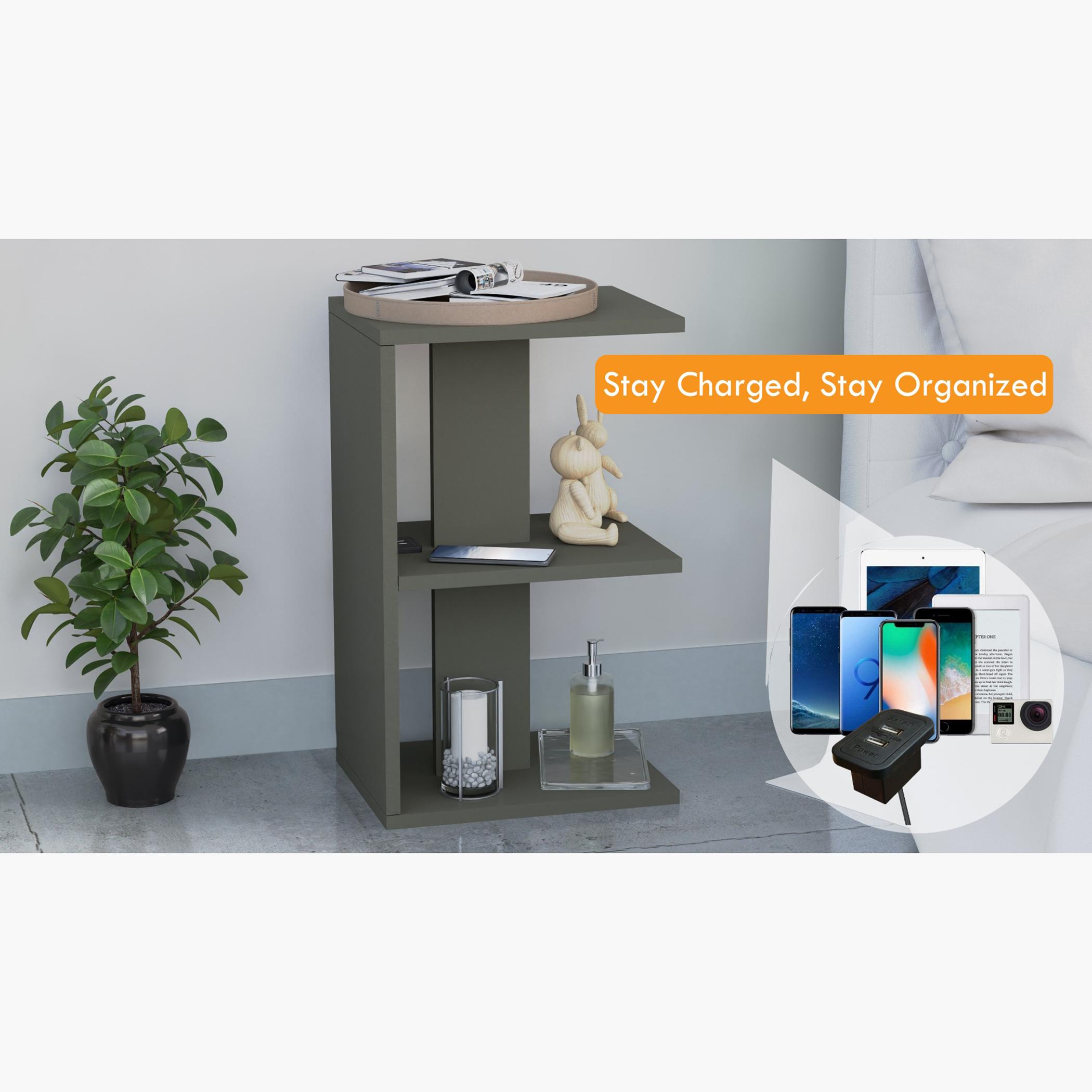 E-Shape Wooden Top Side Table with USB Port - 38x30x62 cm-furniture-bedroom-nightstands-image-2