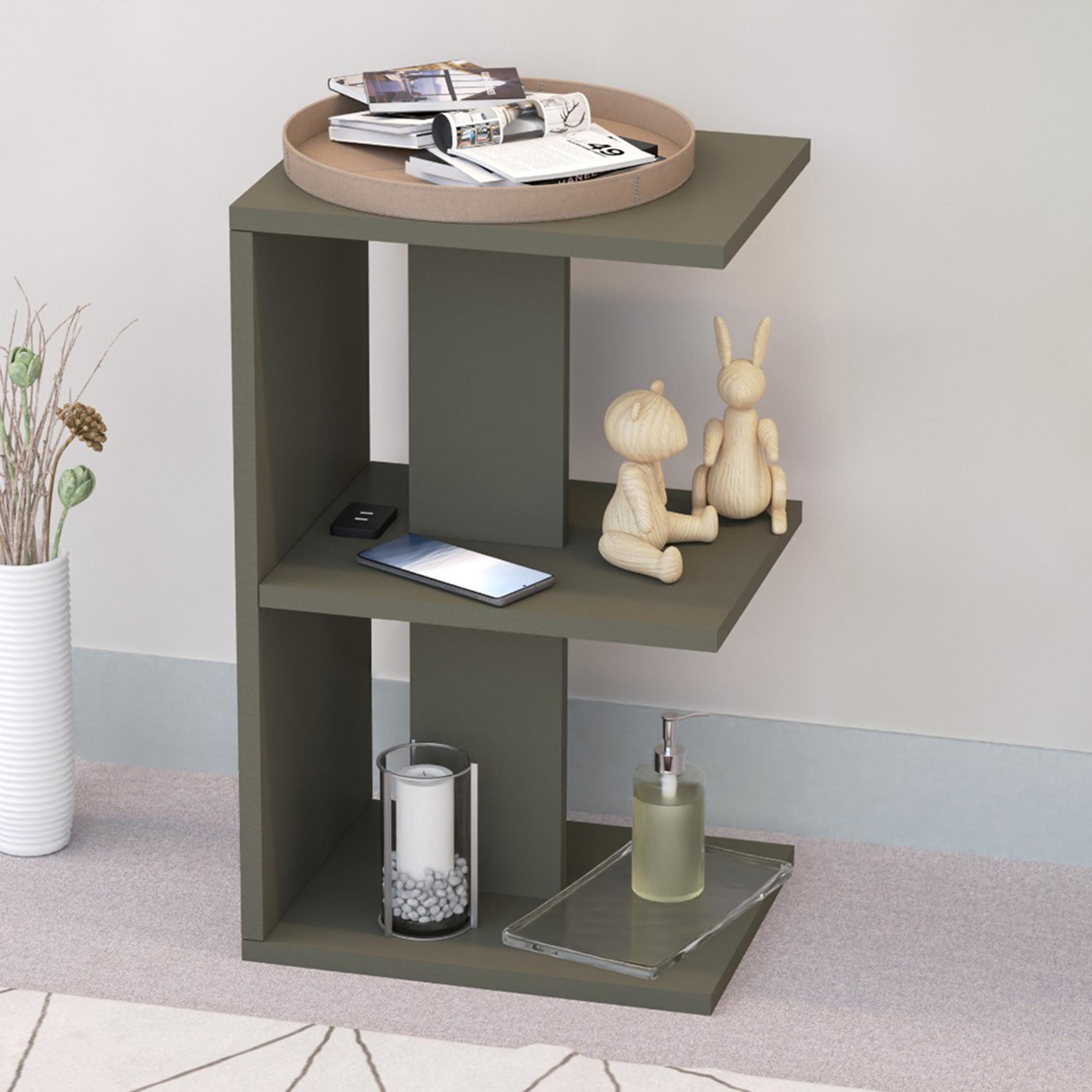 E-Shape Wooden Top Side Table with USB Port - 38x30x62 cm-furniture-bedroom-nightstands-image-4