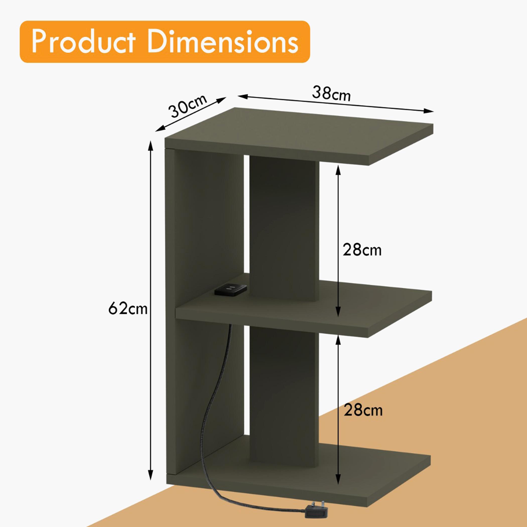 E-Shape Wooden Top Side Table with USB Port - 38x30x62 cm-furniture-bedroom-nightstands-image-5