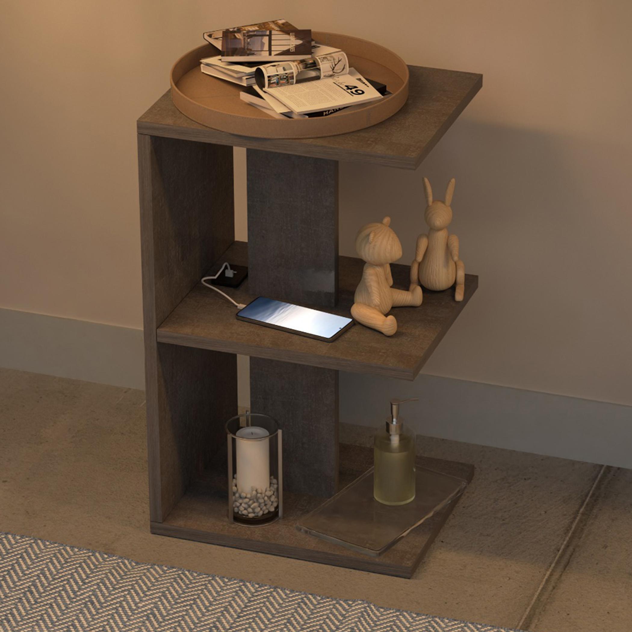 E-Shape Wooden Top Side Table with USB Port - 38x30x62 cm-furniture-bedroom-nightstands-image-3