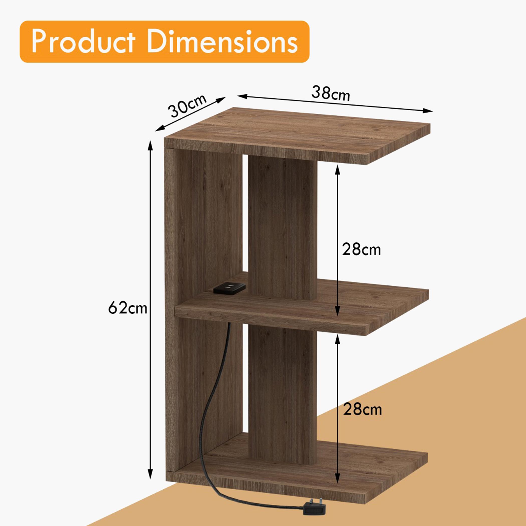E-Shape Wooden Top Side Table with USB Port - 38x30x62 cm-furniture-bedroom-nightstands-image-5