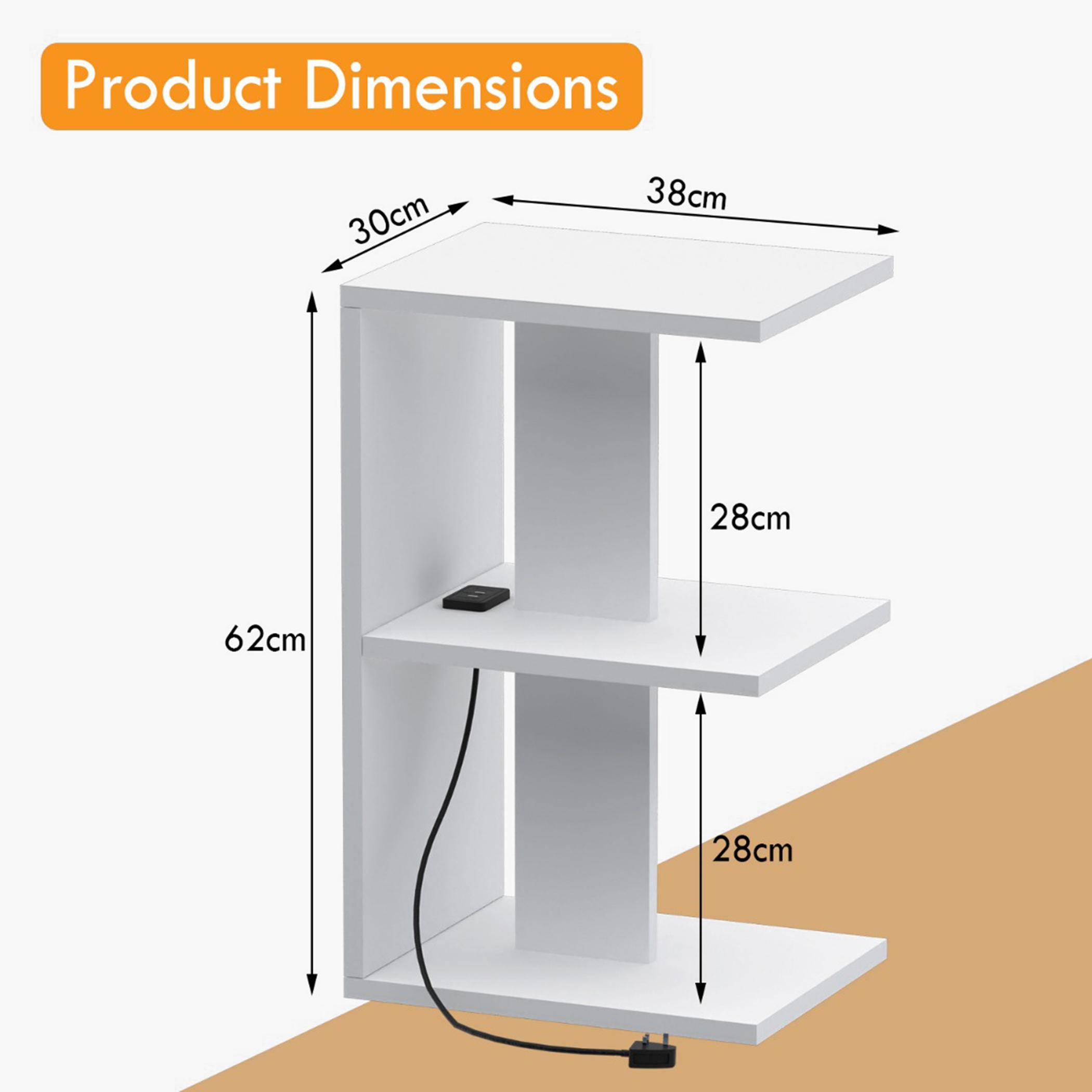 Modern E-Shape Night Stand with USB Charger and Shelfs - 38x30x62 cm-furniture-bedroom-nightstands-image-5