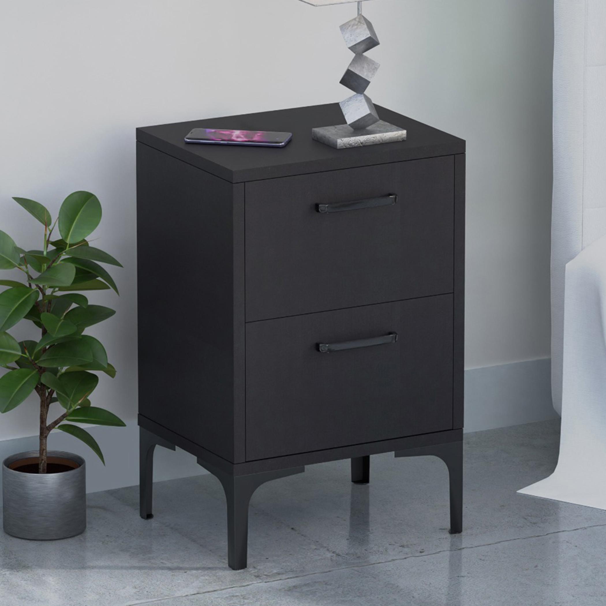 Wooden Nightstand with 2 Drawers - 38x30x60 cm-furniture-bedroom-nightstands-image-2