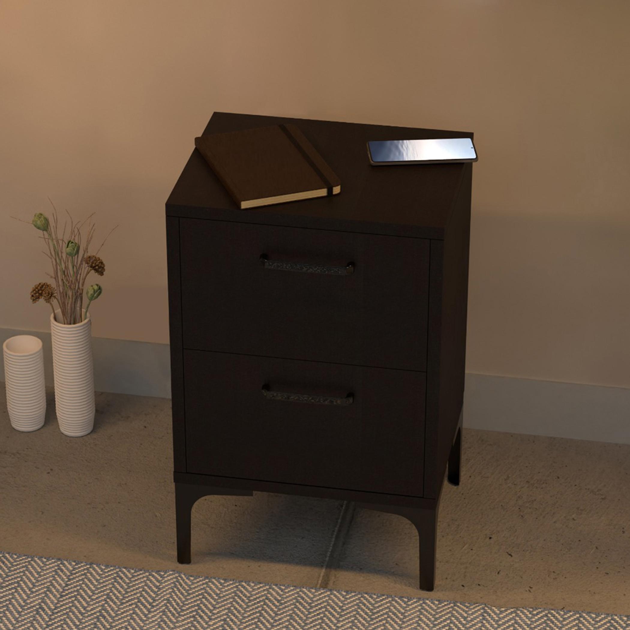 Wooden Nightstand with 2 Drawers - 38x30x60 cm-furniture-bedroom-nightstands-image-3