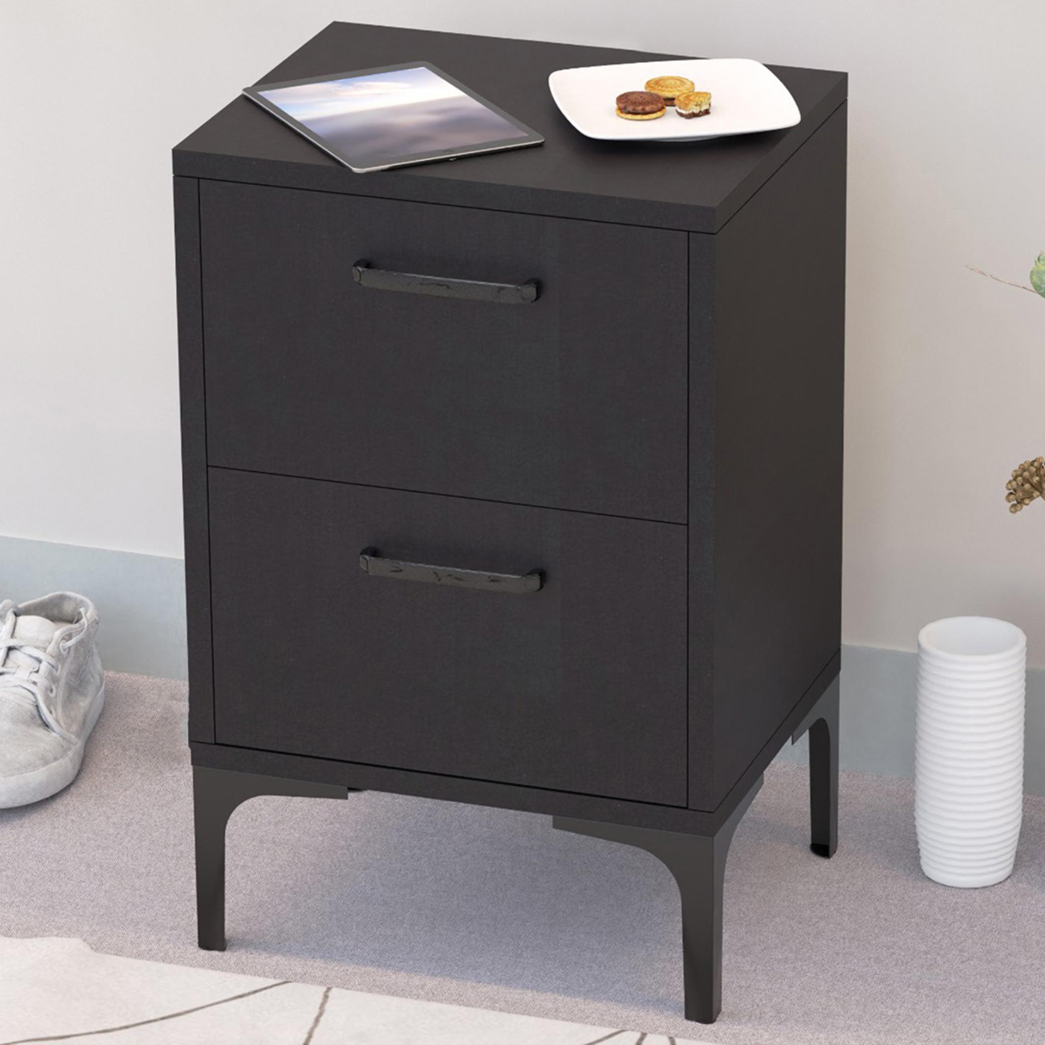 Wooden Nightstand with 2 Drawers - 38x30x60 cm-furniture-bedroom-nightstands-image-4