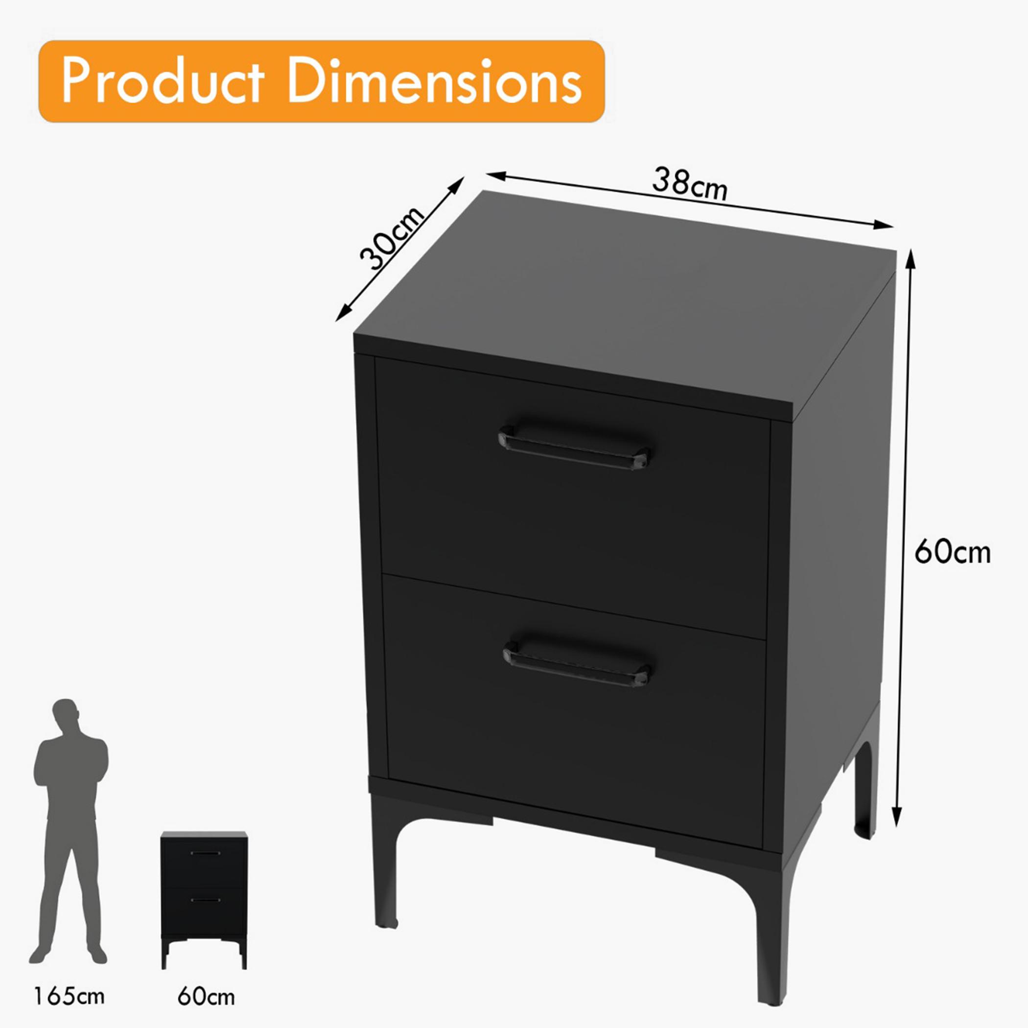 Wooden Nightstand with 2 Drawers - 38x30x60 cm-furniture-bedroom-nightstands-image-5