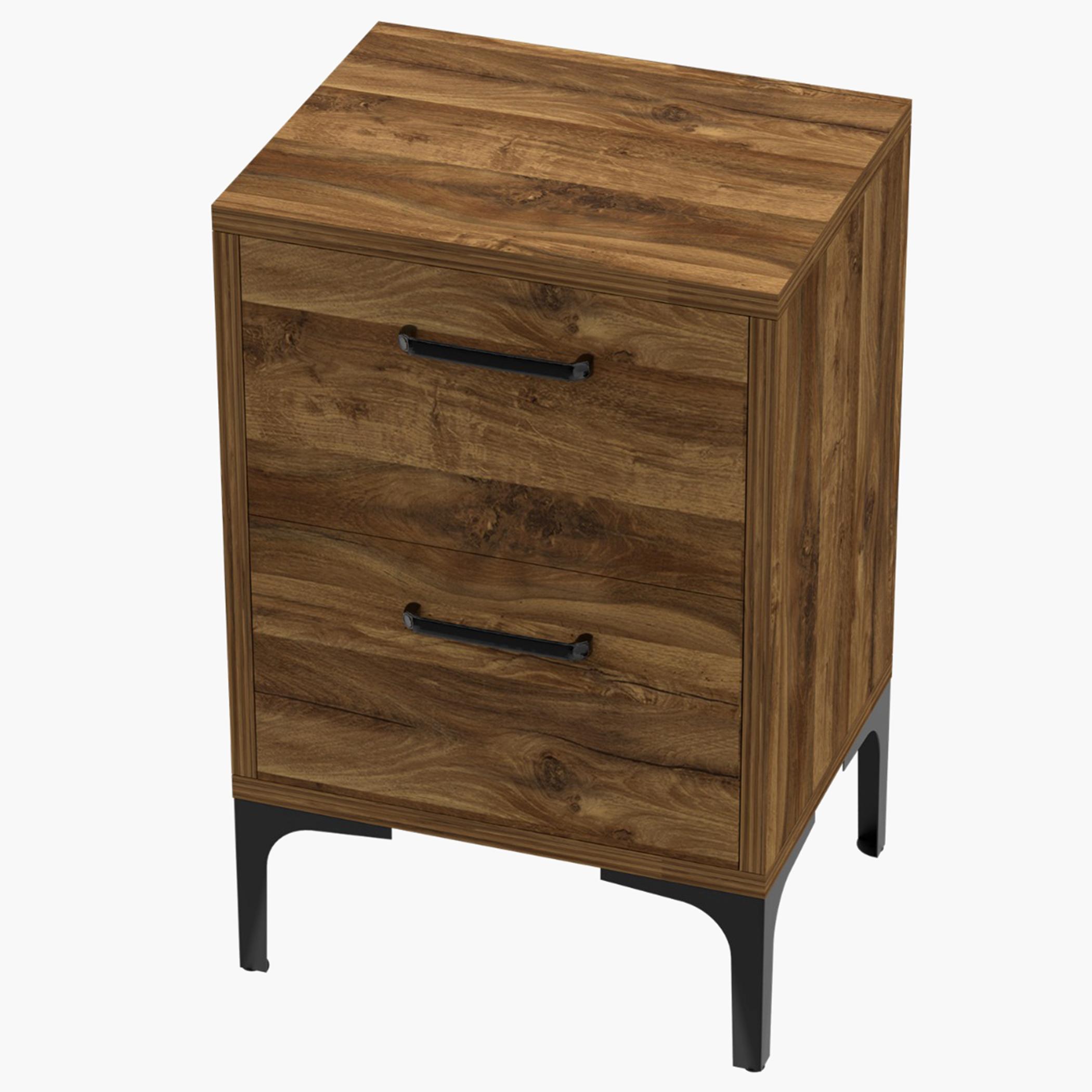 Wooden Top Side Table with Drawers - 38x30x60 cm-furniture-bedroom-nightstands-image-1