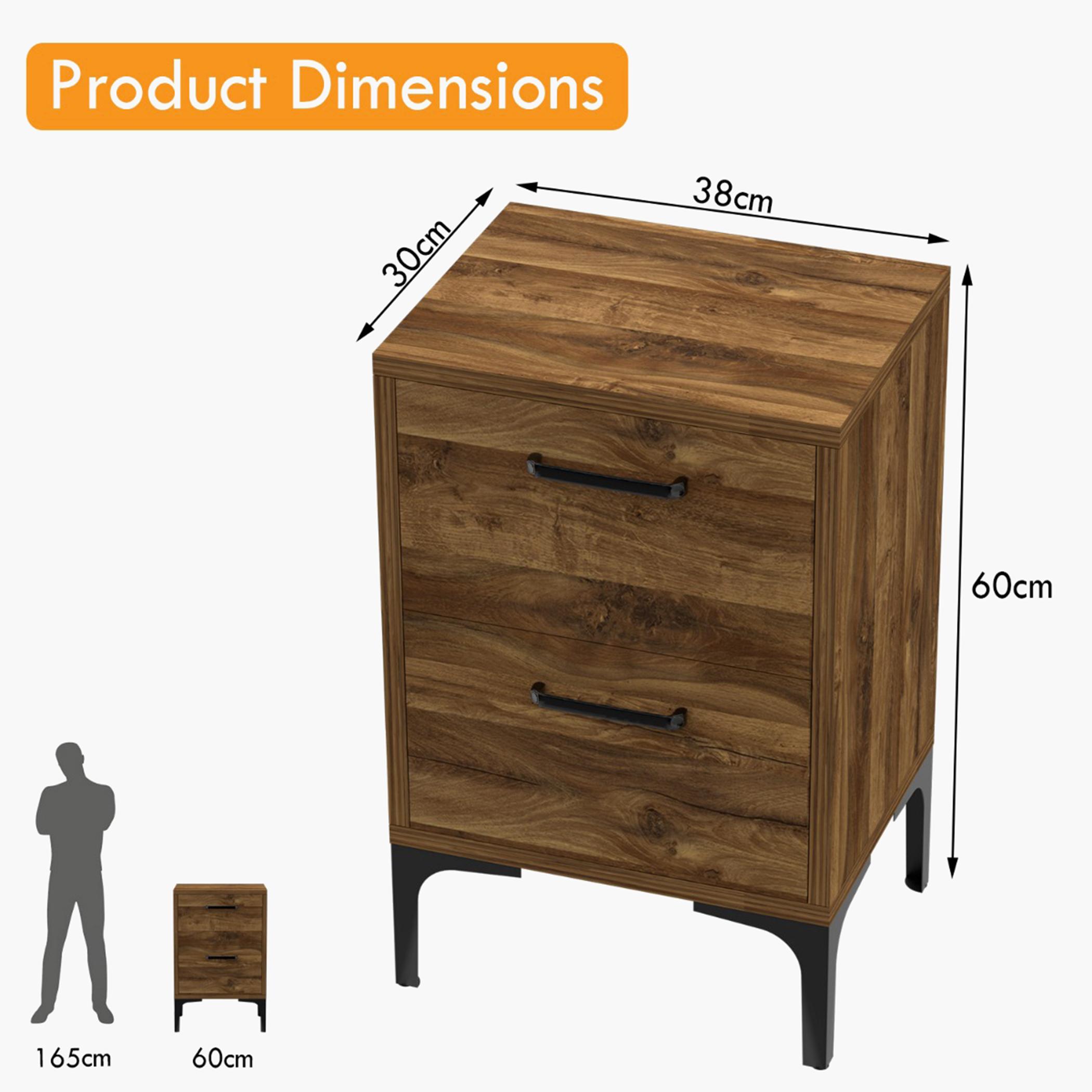 Wooden Top Side Table with Drawers - 38x30x60 cm-furniture-bedroom-nightstands-image-5