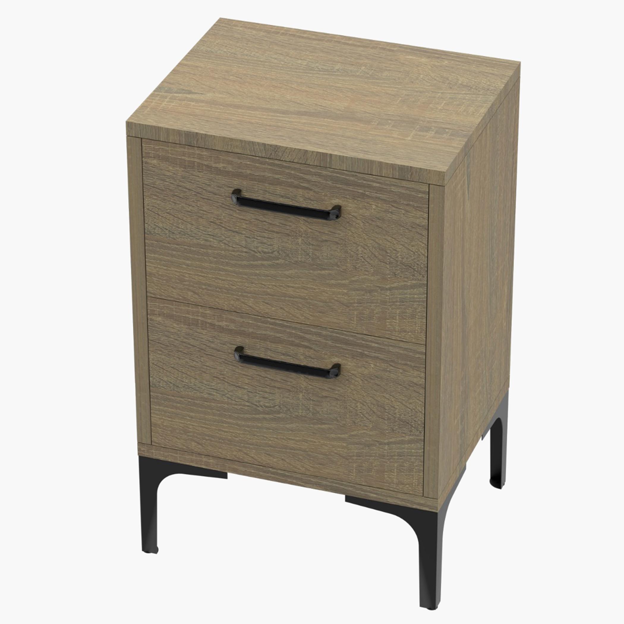 Modern Night Stand with 2 Storage Drawers - 38x30x60 cm-furniture-bedroom-nightstands-image-1