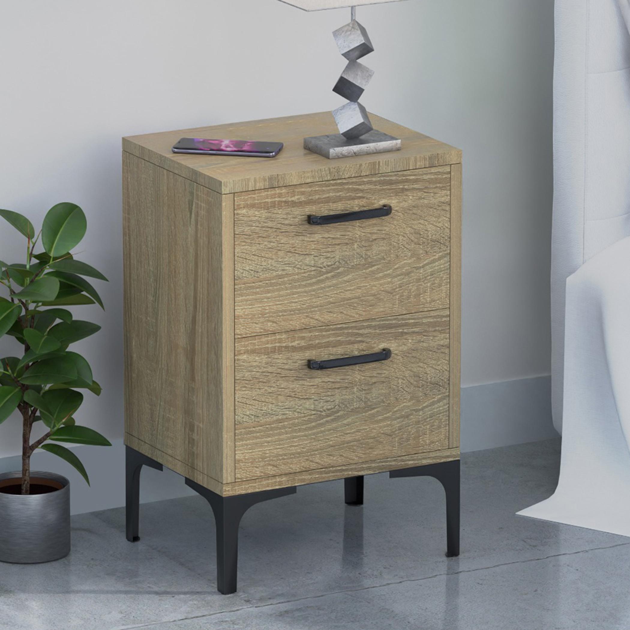 Modern Night Stand with 2 Storage Drawers - 38x30x60 cm-furniture-bedroom-nightstands-image-2