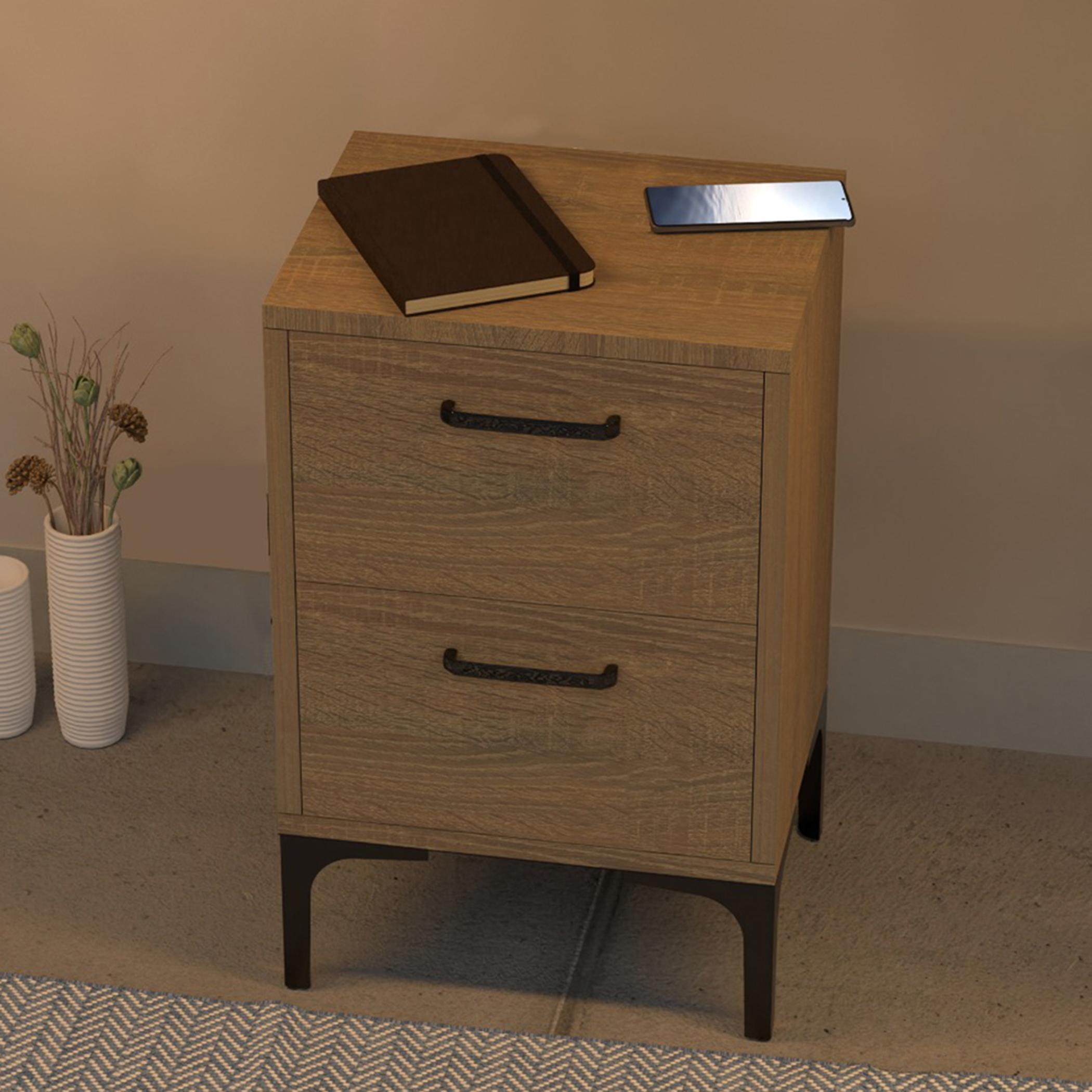 Modern Night Stand with 2 Storage Drawers - 38x30x60 cm-furniture-bedroom-nightstands-image-3