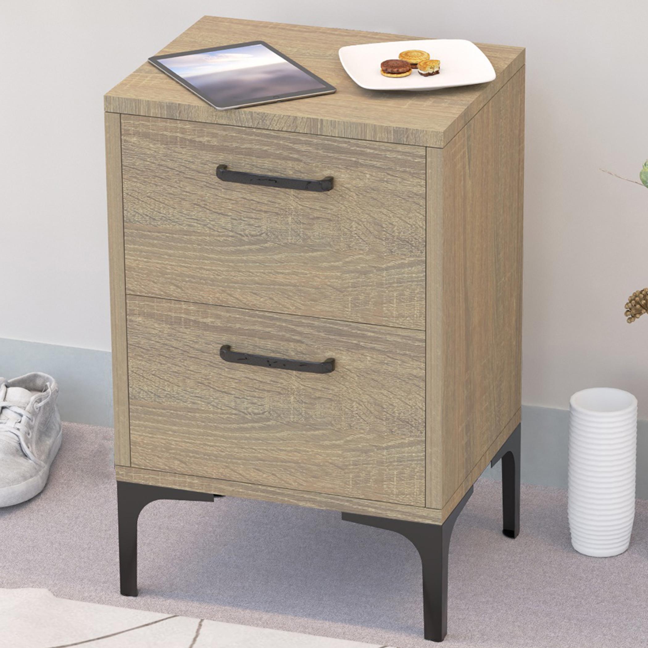 Modern Night Stand with 2 Storage Drawers - 38x30x60 cm-furniture-bedroom-nightstands-image-4