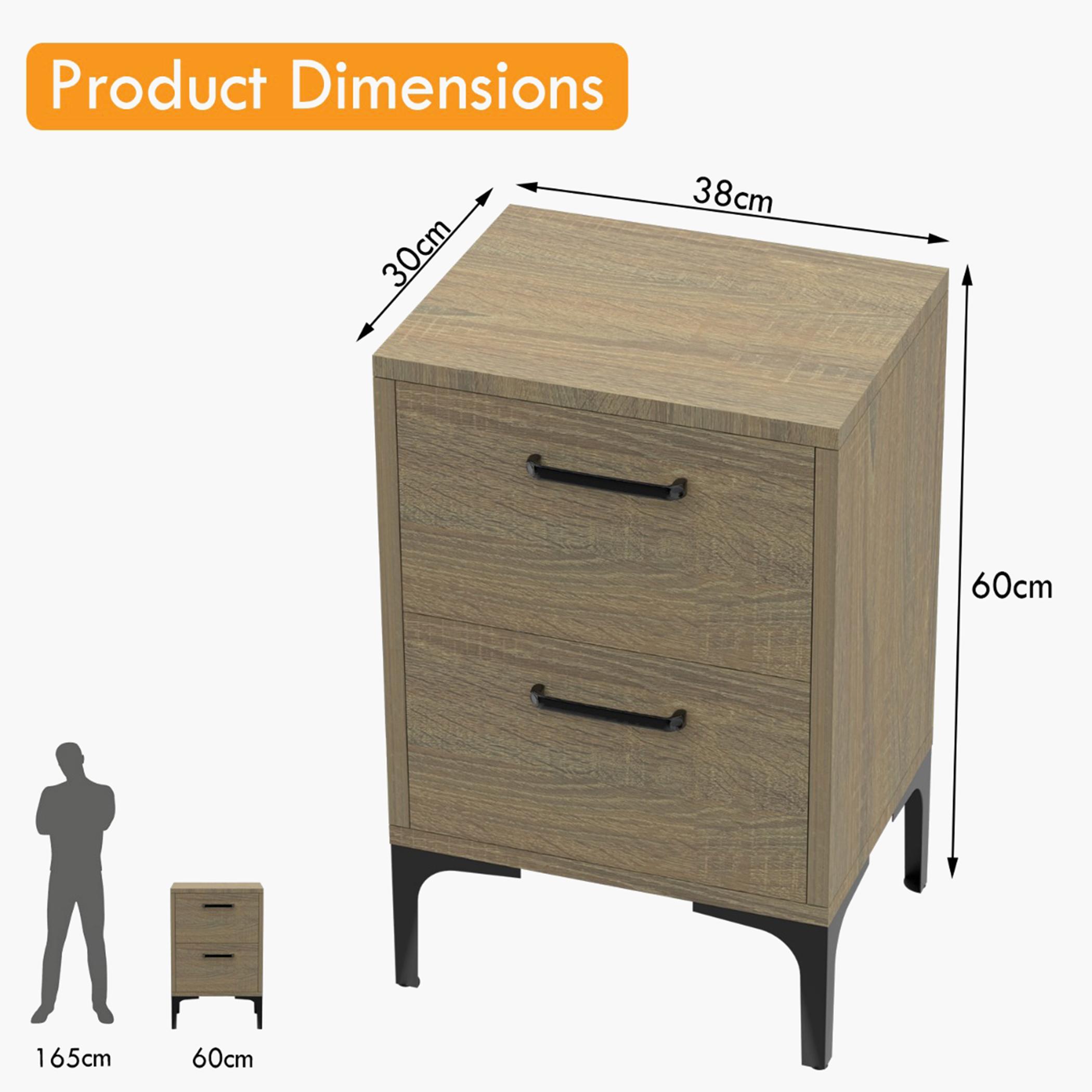Modern Night Stand with 2 Storage Drawers - 38x30x60 cm-furniture-bedroom-nightstands-image-5