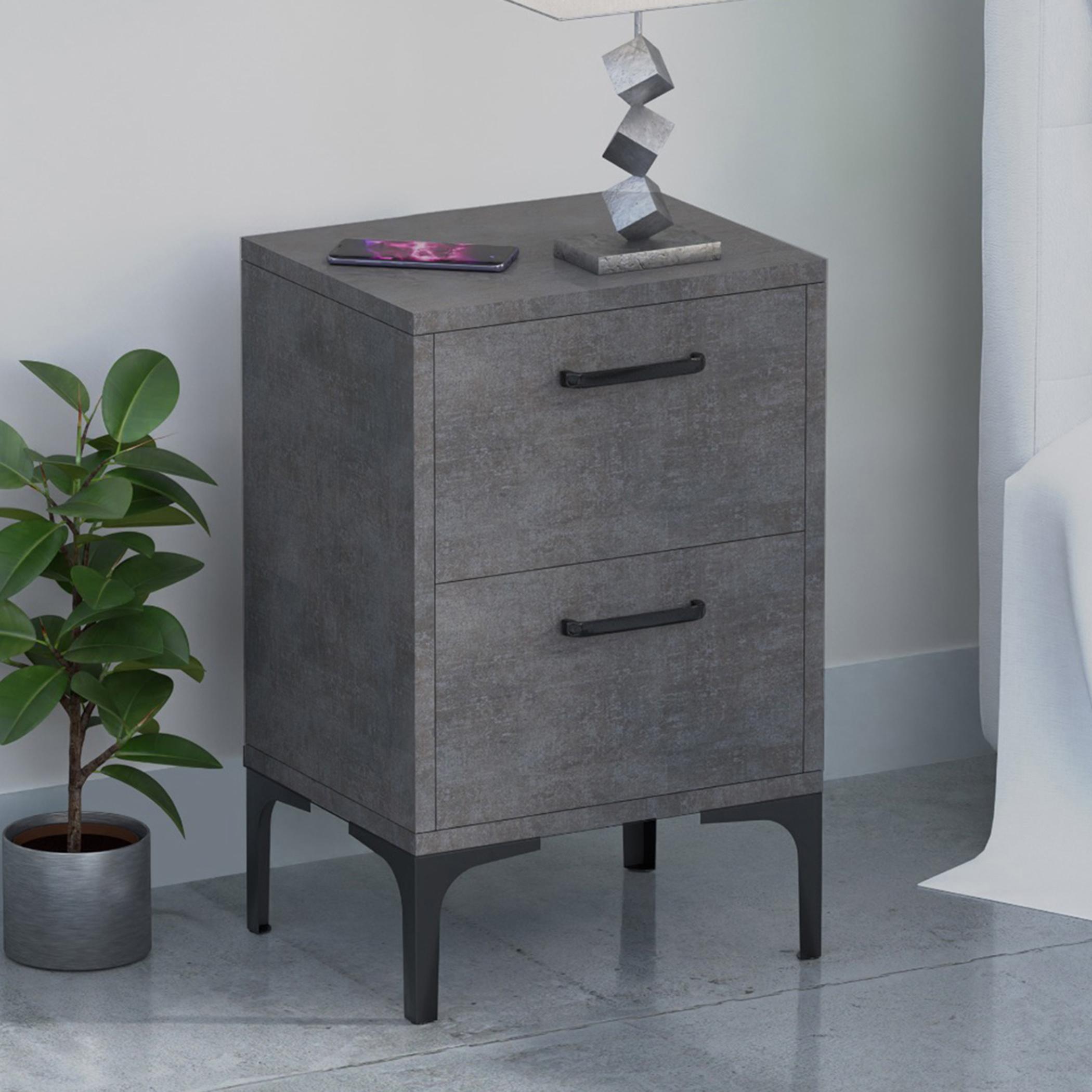 Modern Night Stand with 2 Drawers - 38x30x60 cm-furniture-bedroom-nightstands-image-2