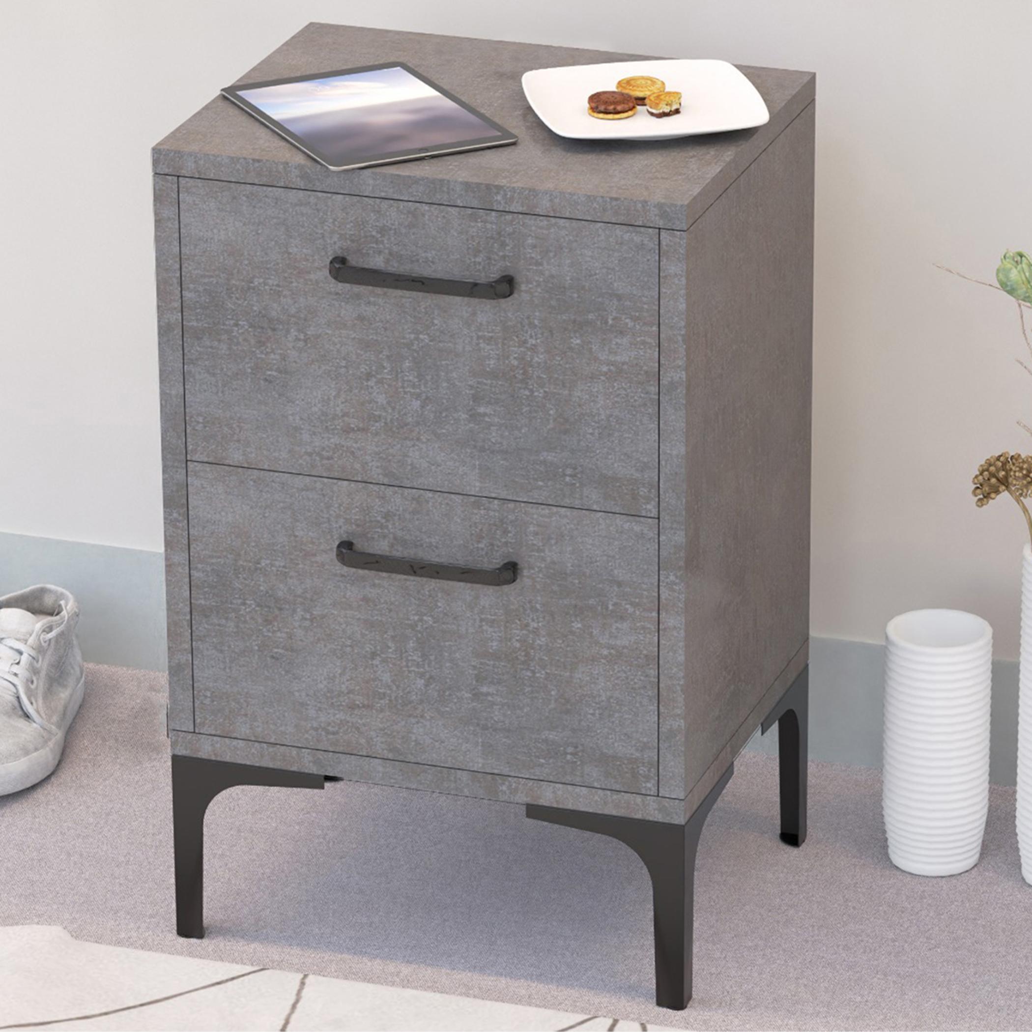 Modern Night Stand with 2 Drawers - 38x30x60 cm-furniture-bedroom-nightstands-image-4