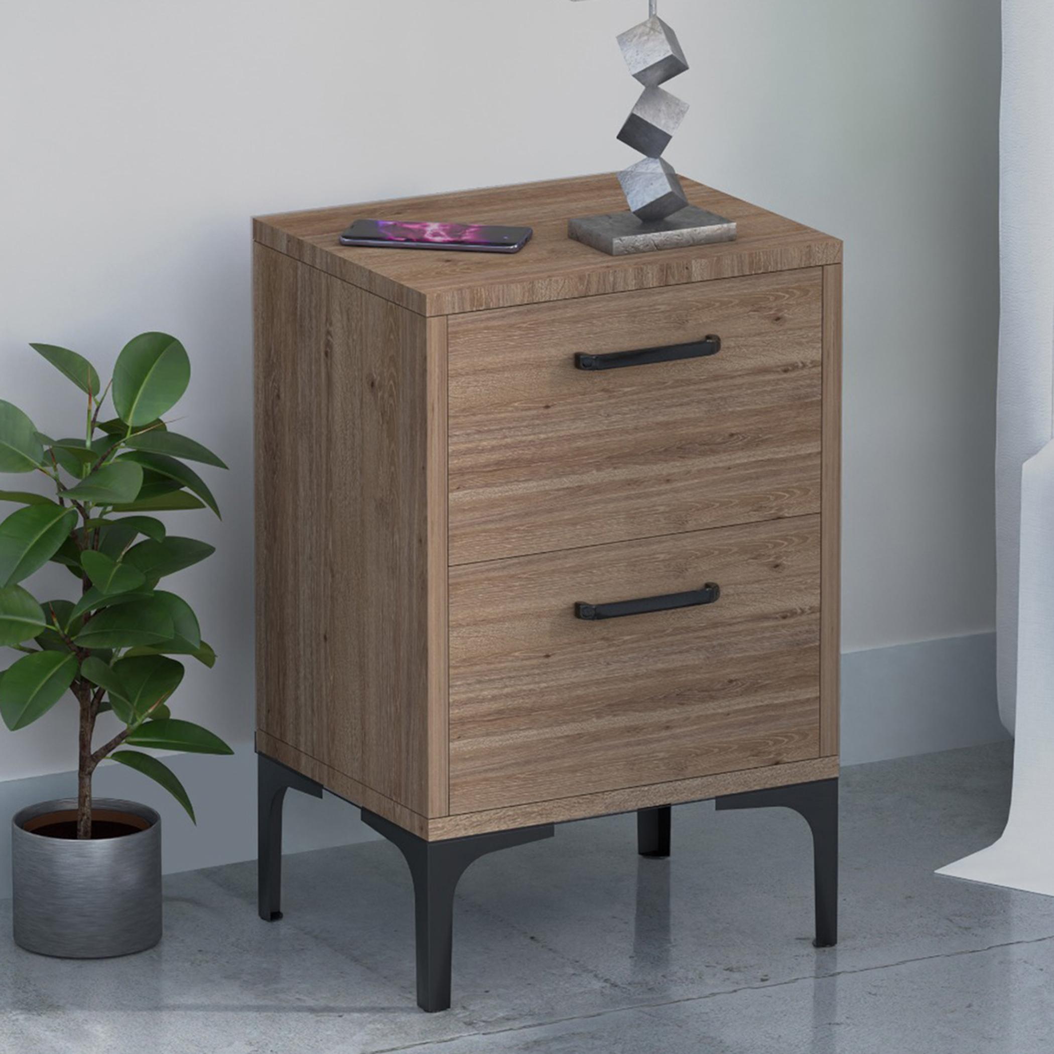 طاولة جانبية مع درجين للتخزين مودرن من ماهماي - 38x30x60 سم-furniture-bedroom-nightstands-image-2