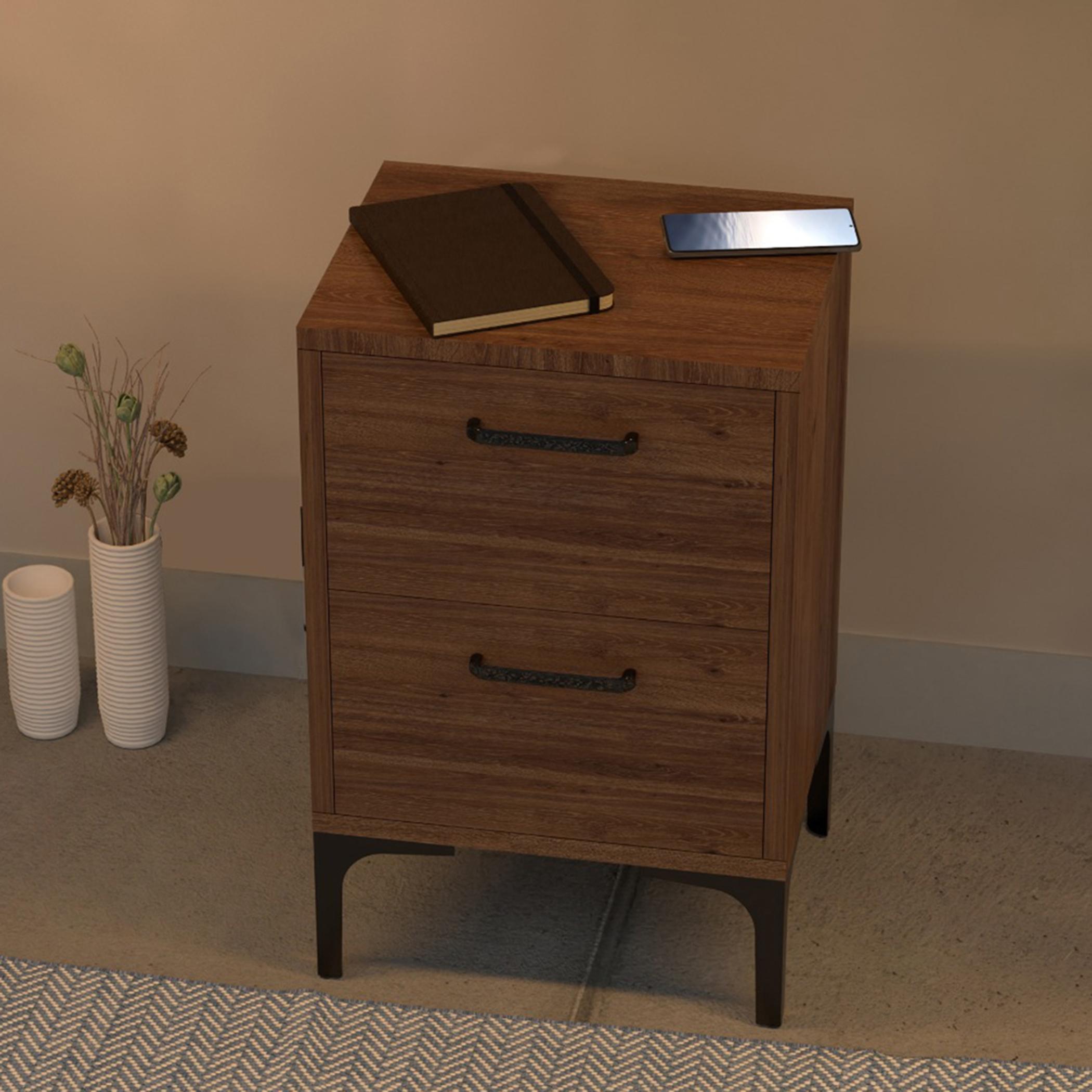 طاولة جانبية مع درجين للتخزين مودرن من ماهماي - 38x30x60 سم-furniture-bedroom-nightstands-image-3