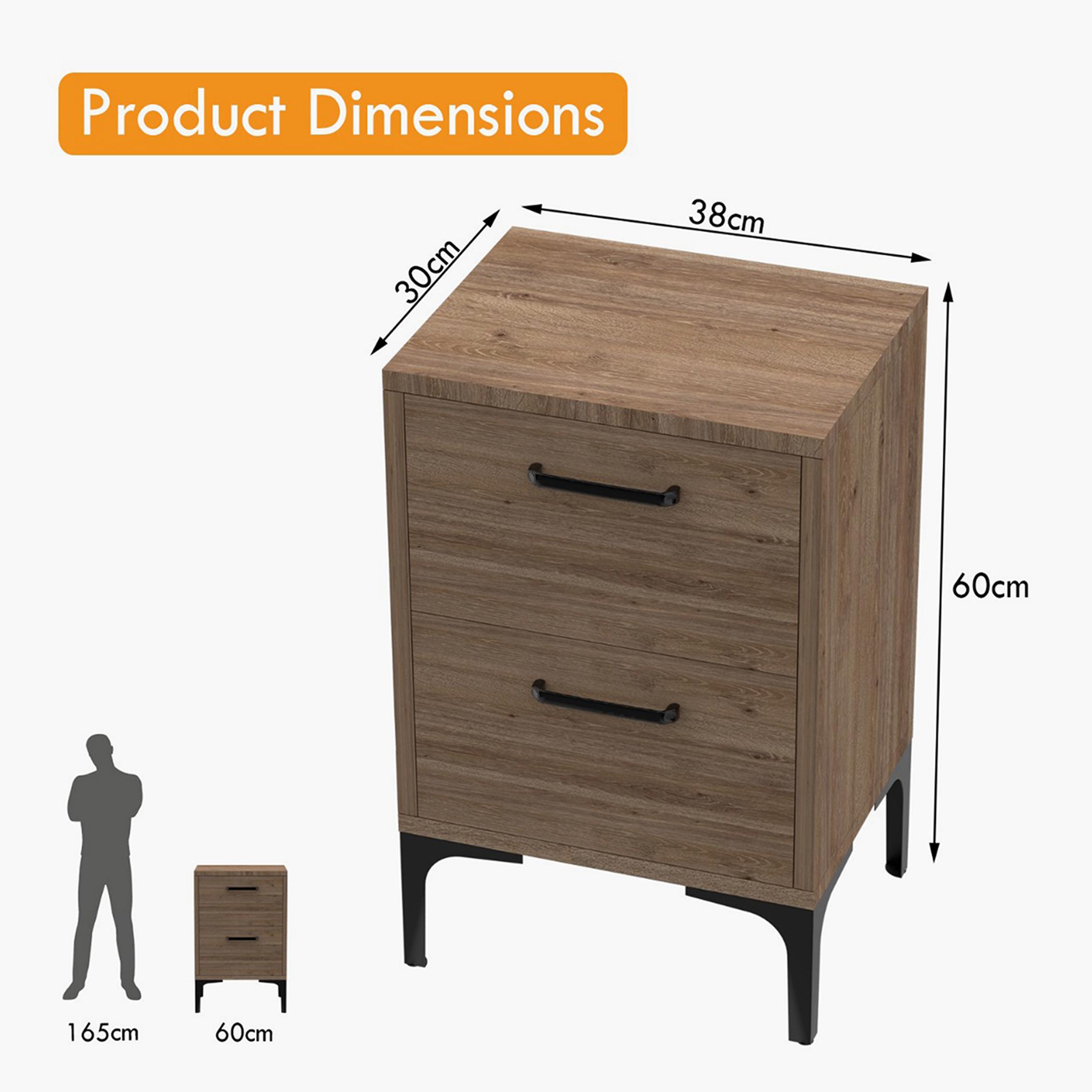 طاولة جانبية مع درجين للتخزين مودرن من ماهماي - 38x30x60 سم-furniture-bedroom-nightstands-image-5
