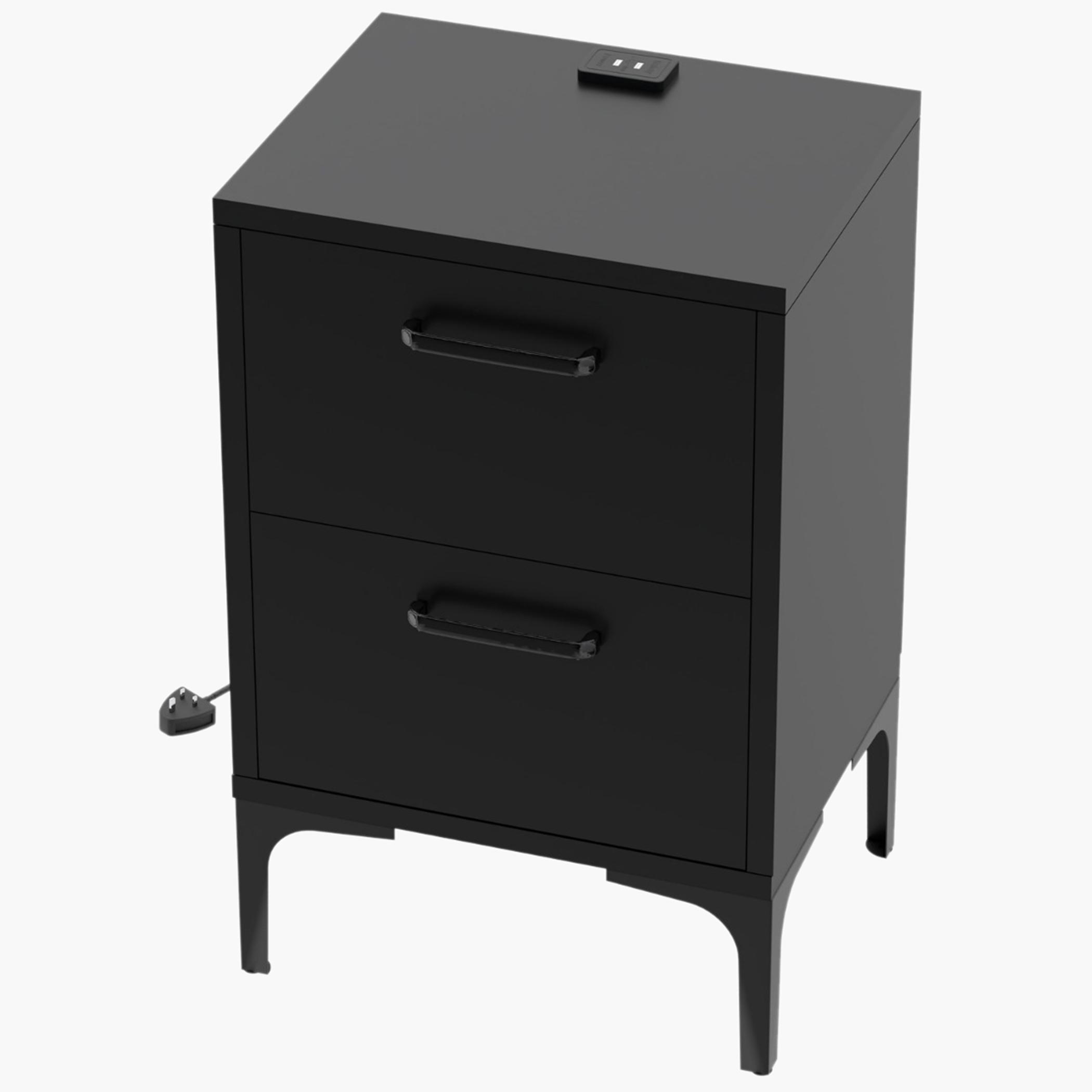 Modern Night Stand with USB Charger and 2 Drawers - 30x38x60 cm-furniture-bedroom-nightstands-image-1