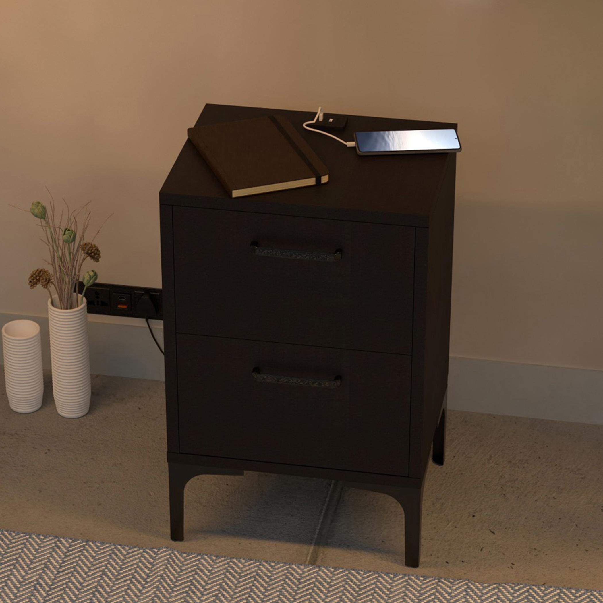 Modern Night Stand with USB Charger and 2 Drawers - 30x38x60 cm-furniture-bedroom-nightstands-image-3