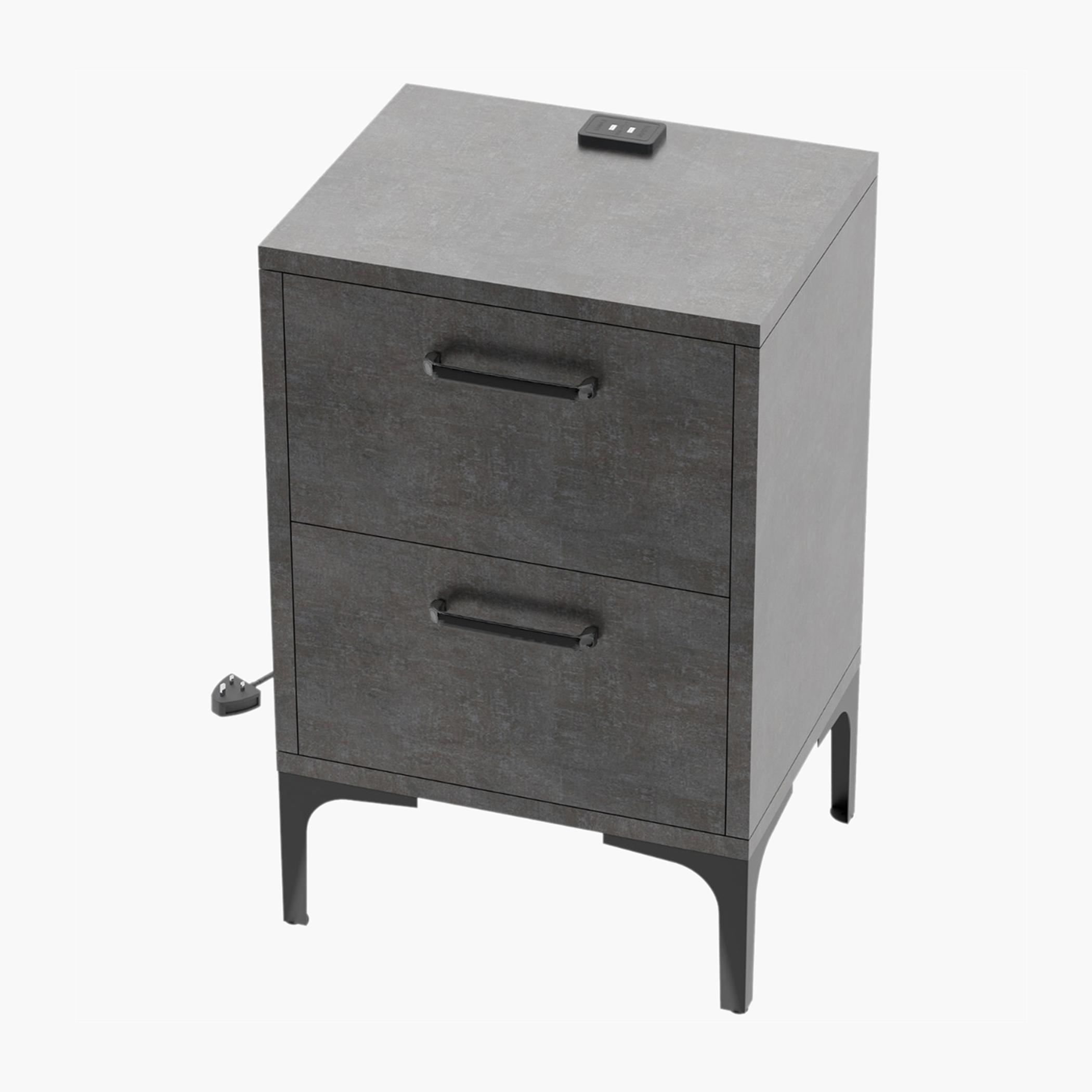 Modern Night Stand with USB Charger and 2 Storage Drawers - 38x30x60 cm-furniture-bedroom-nightstands-image-1