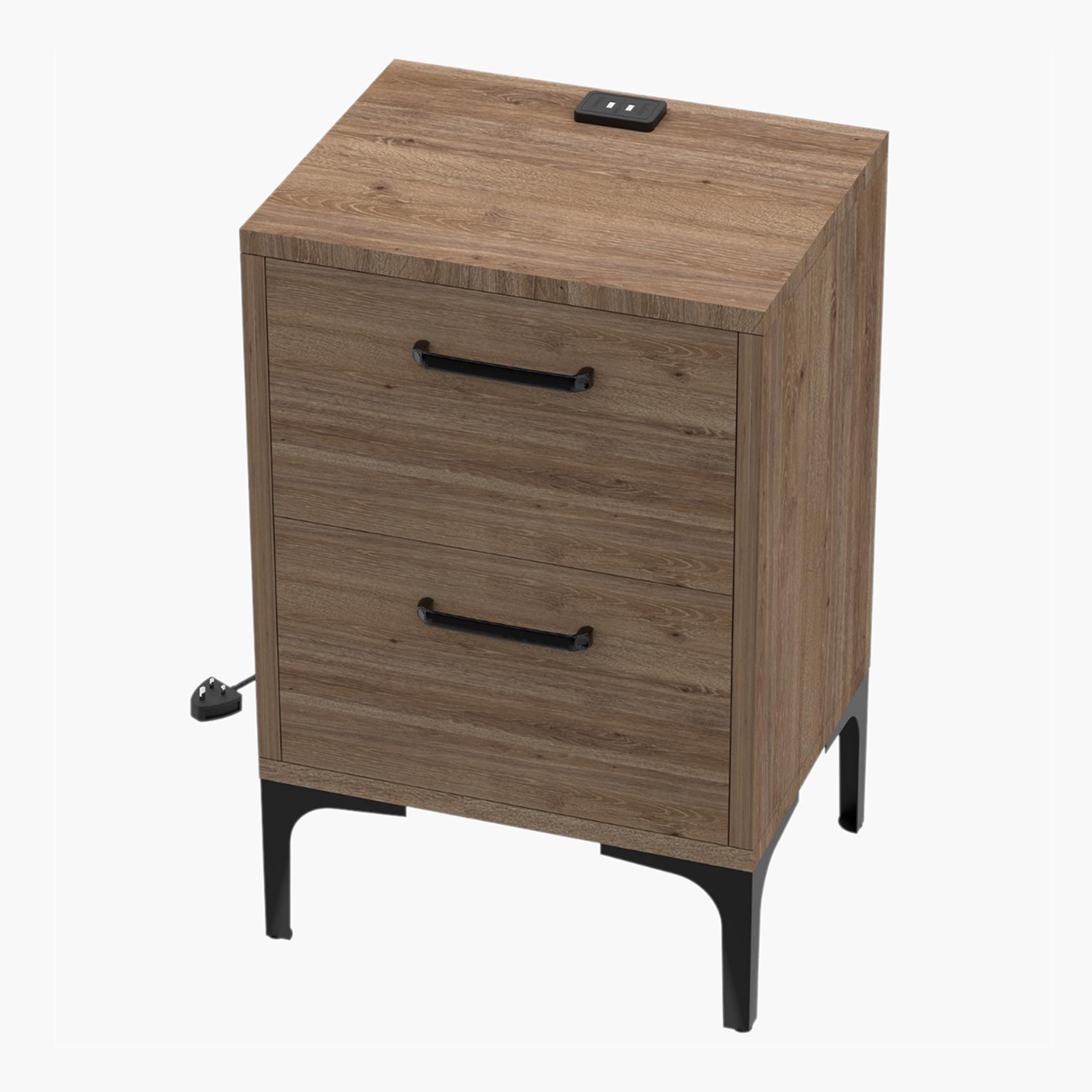 طاولة جانبية بشاحن يو إس بي ودرجين للتخزين مودرن من من ماهماي - 38×30×60 سم-furniture-bedroom-nightstands-image-1