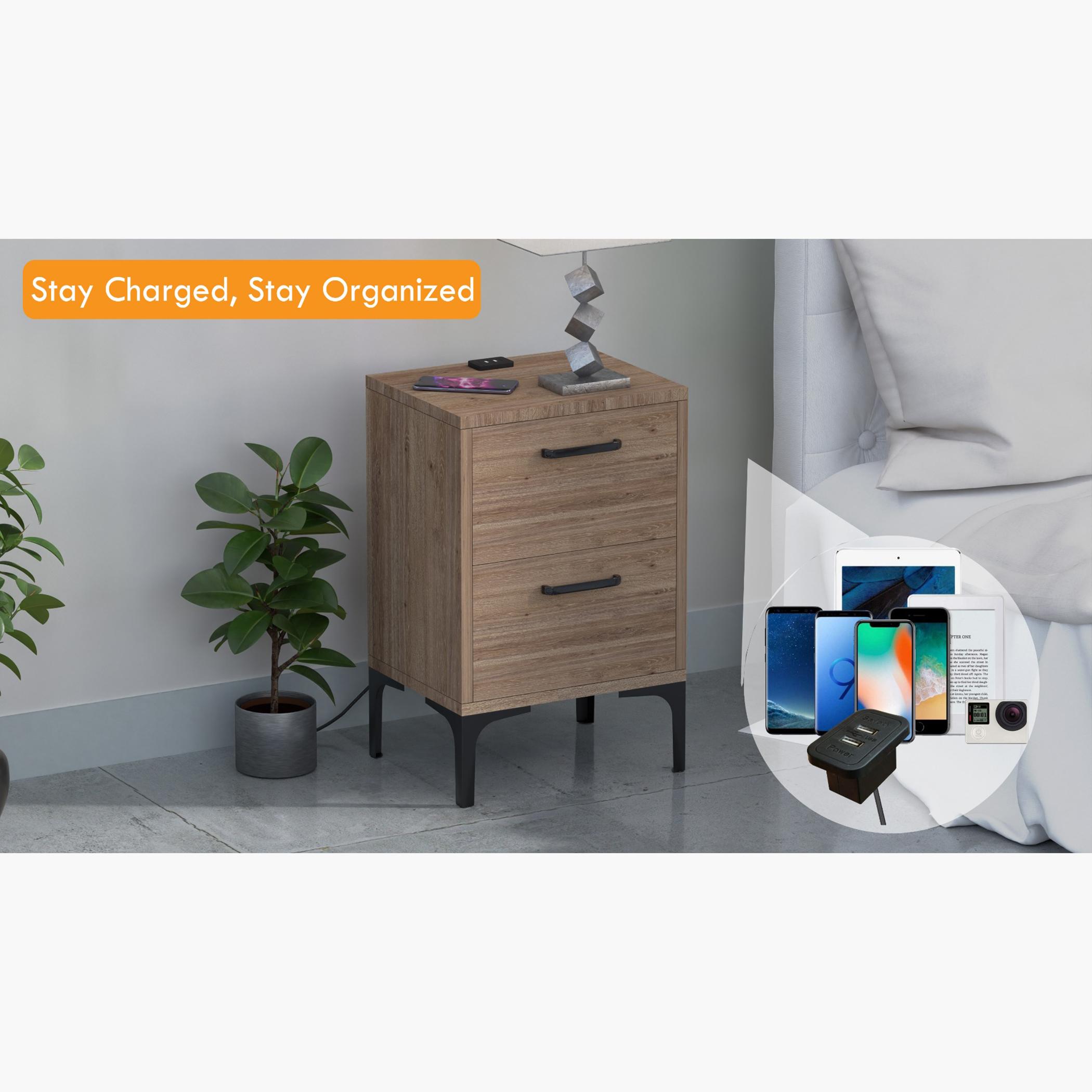 طاولة جانبية بشاحن يو إس بي ودرجين للتخزين مودرن من من ماهماي - 38×30×60 سم-furniture-bedroom-nightstands-image-2