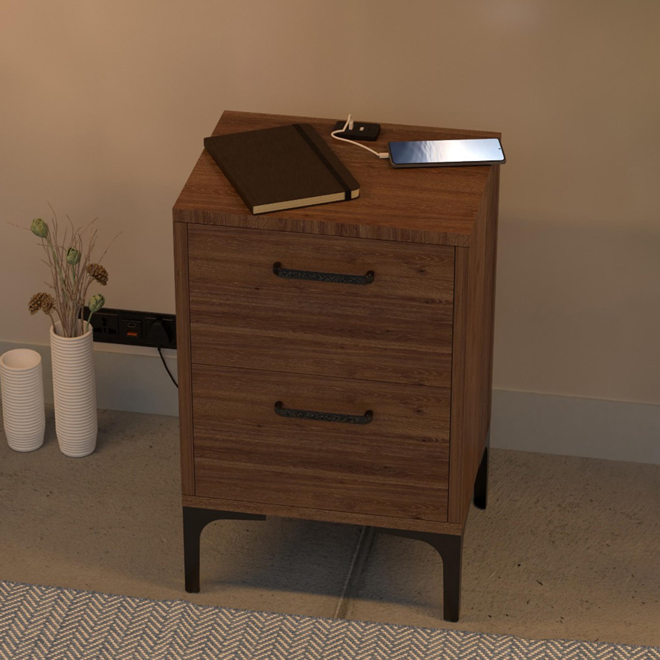 طاولة جانبية بشاحن يو إس بي ودرجين للتخزين مودرن من من ماهماي - 38×30×60 سم-furniture-bedroom-nightstands-image-3