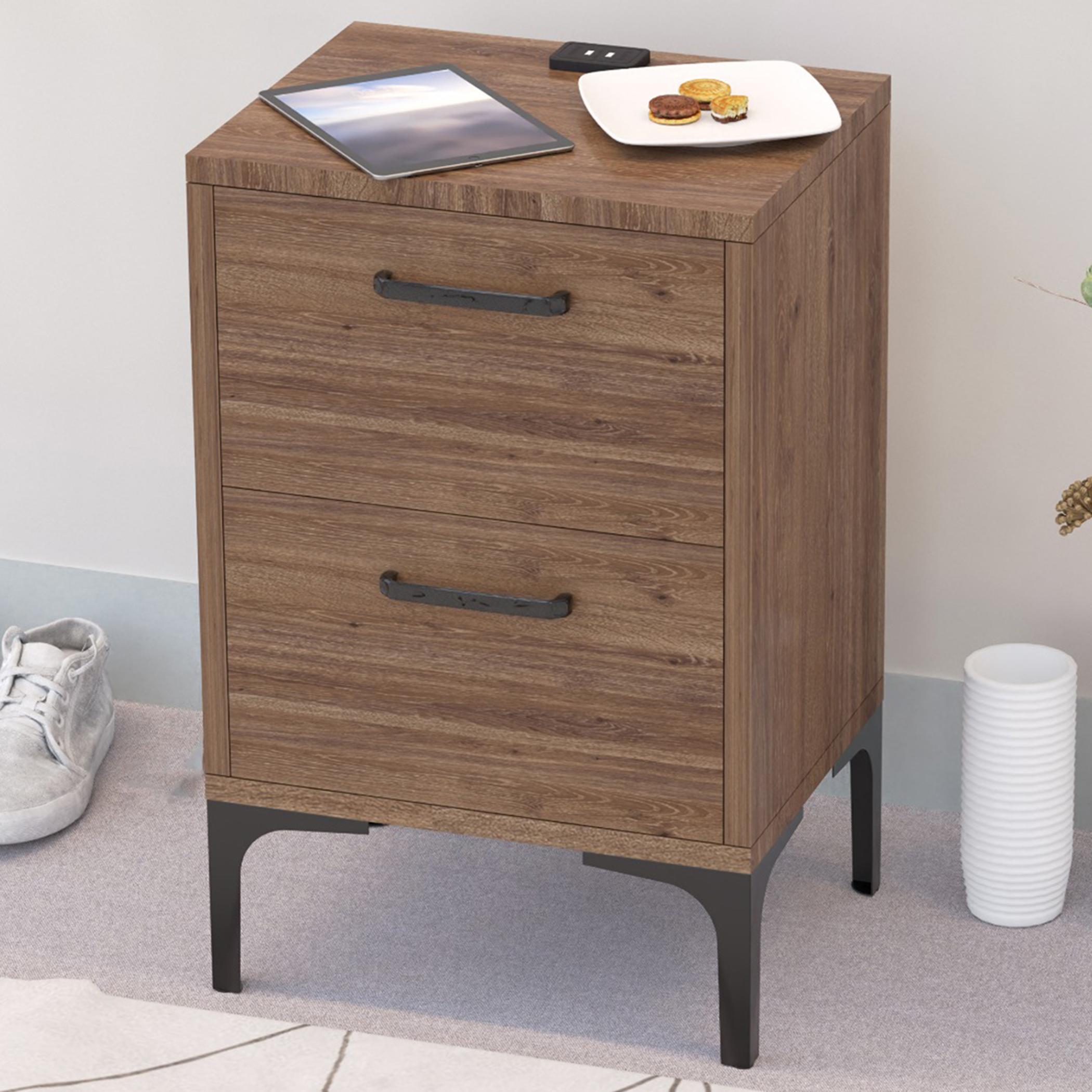 طاولة جانبية بشاحن يو إس بي ودرجين للتخزين مودرن من من ماهماي - 38×30×60 سم-furniture-bedroom-nightstands-image-4