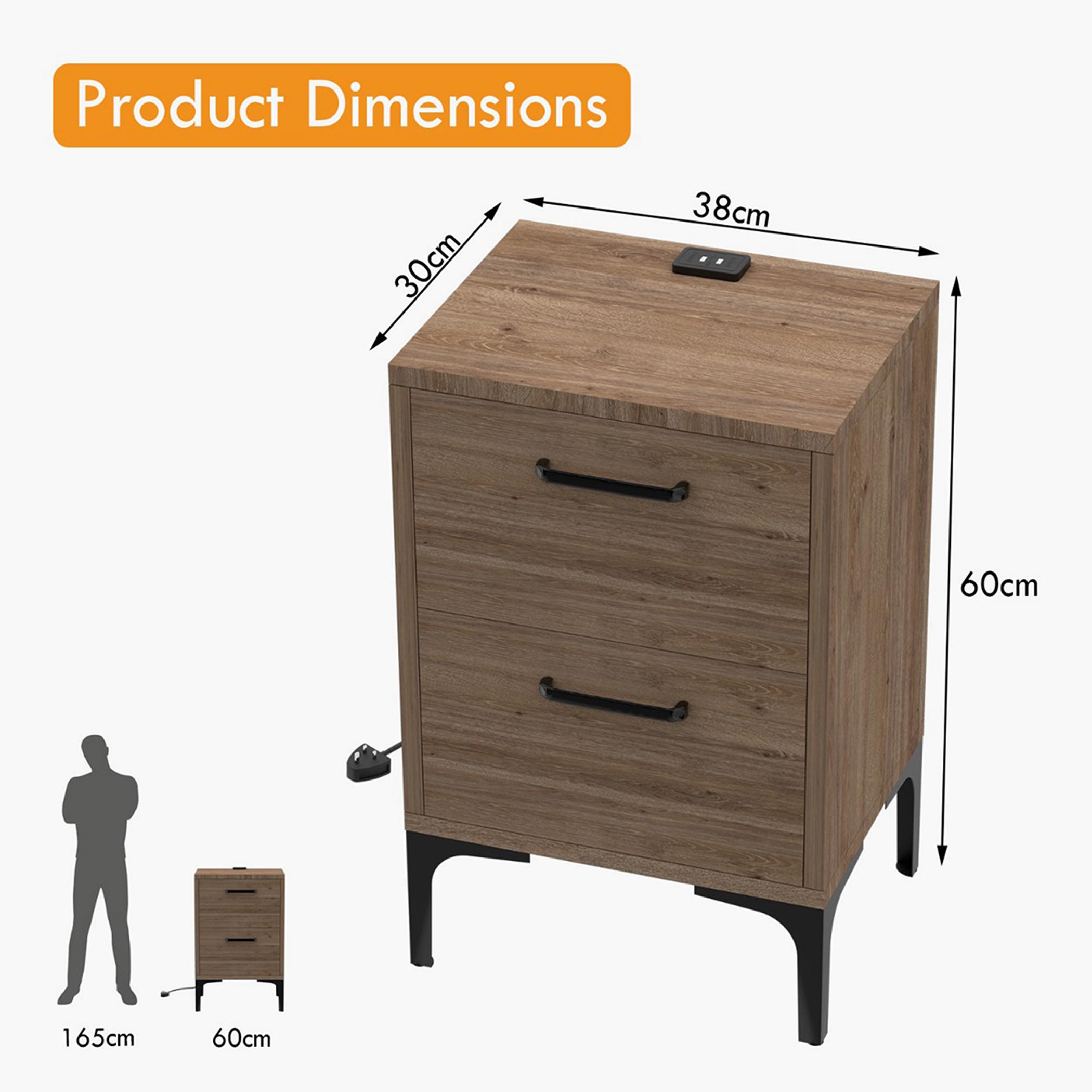 طاولة جانبية بشاحن يو إس بي ودرجين للتخزين مودرن من من ماهماي - 38×30×60 سم-furniture-bedroom-nightstands-image-5