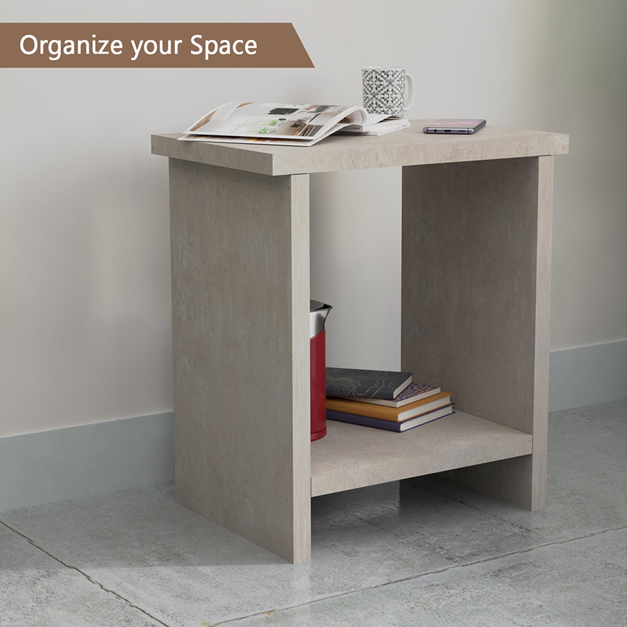 Wooden Top Side Table with Shelf - 45x30x50 cm-furniture-bedroom-nightstands-image-2