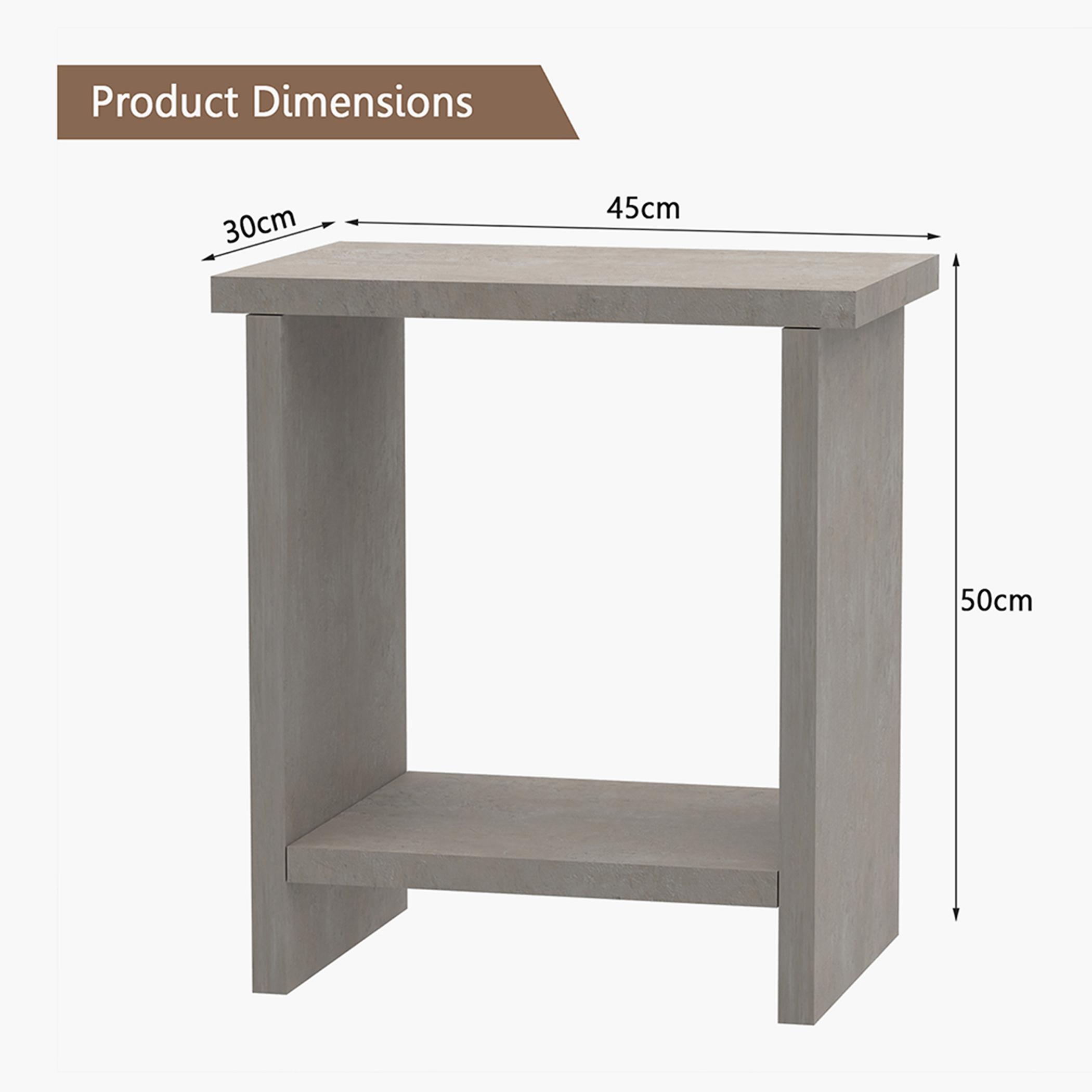 Wooden Top Side Table with Shelf - 45x30x50 cm-furniture-bedroom-nightstands-image-3