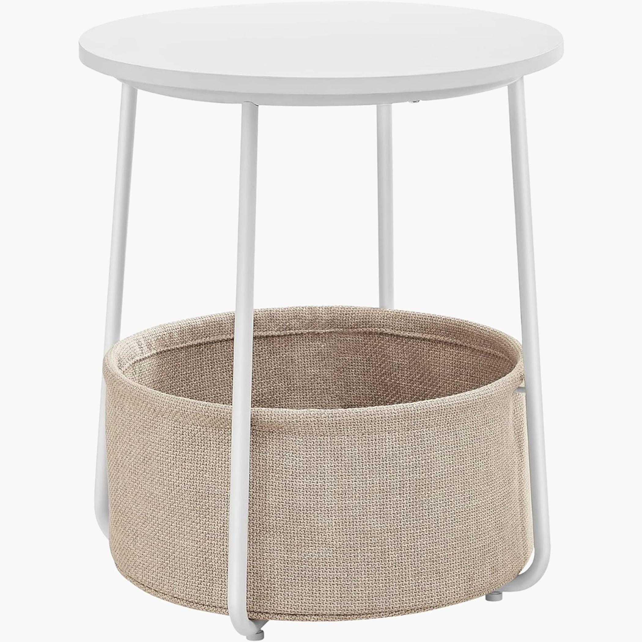 Vasagle Modern Side Table with Fabric Basket - 45x45x50 cm-furniture-livingroom-sideandendtables-image-1